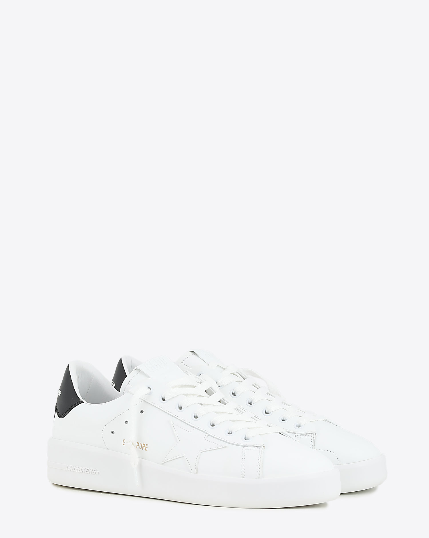 Sneakers en cuir blanc arrière noir Pure Star Golden Goose Homme. Face. 