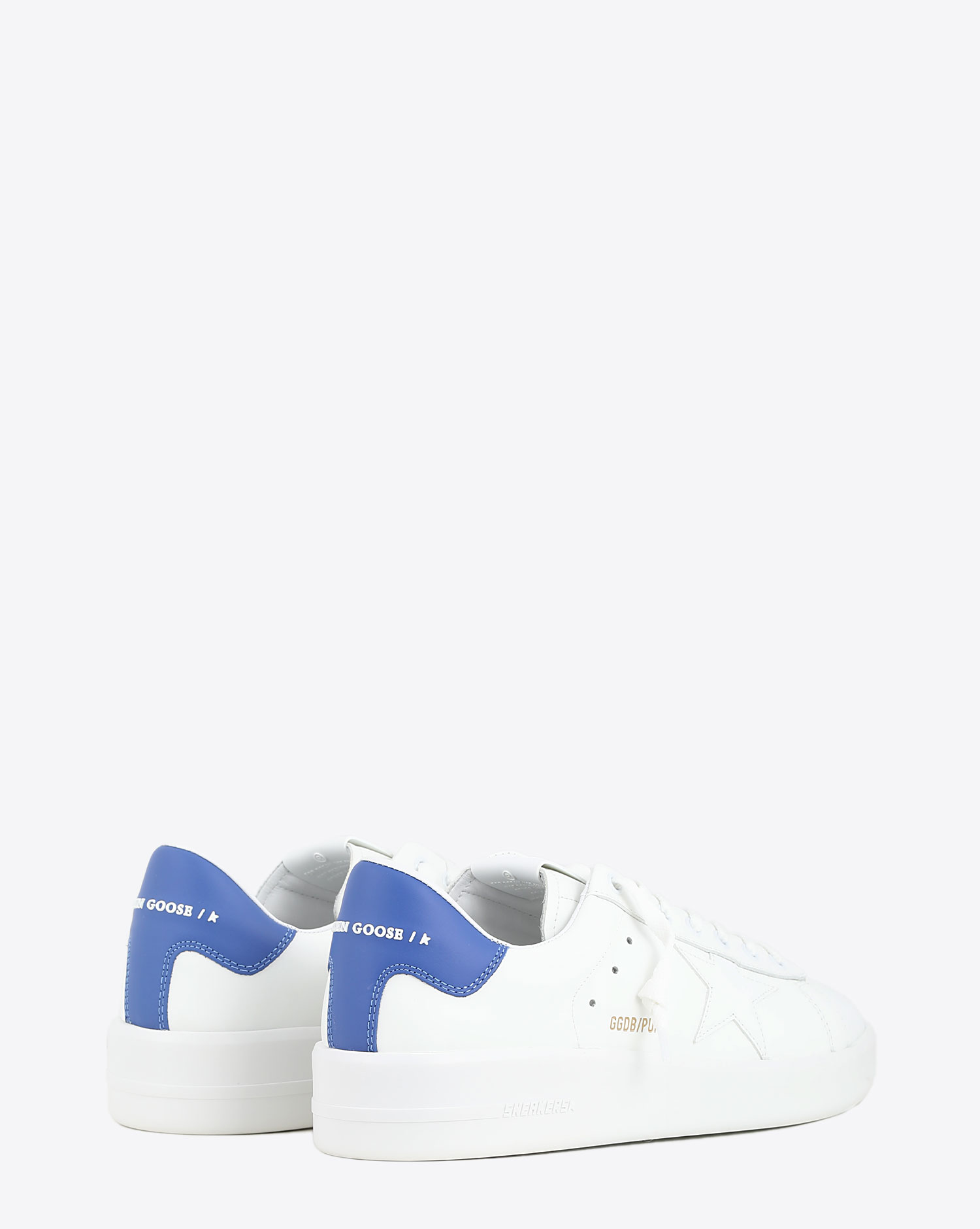 Sneakers en cuir blanc arrière bleu Pure Star Golden Goose homme. Arrière. 