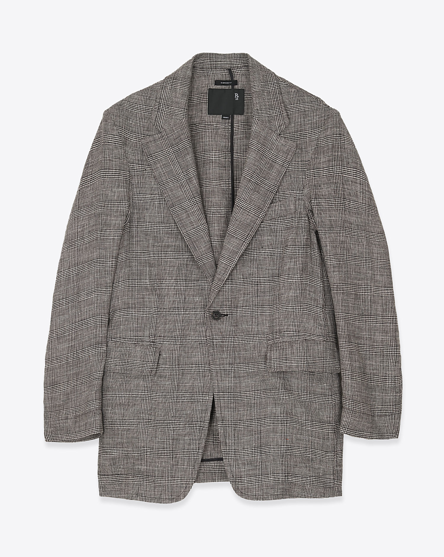 Produit Veste oversized et en lin Prince de Galles noir et blanc Blazer Ragged Oversized R13. Face. 