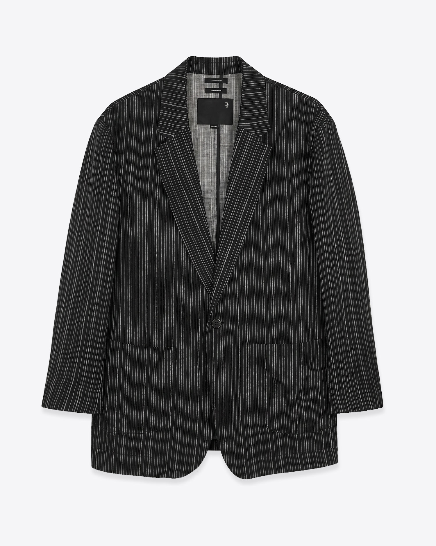 R13 Blazer Oversized Ragged – Rayé Gris Foncé