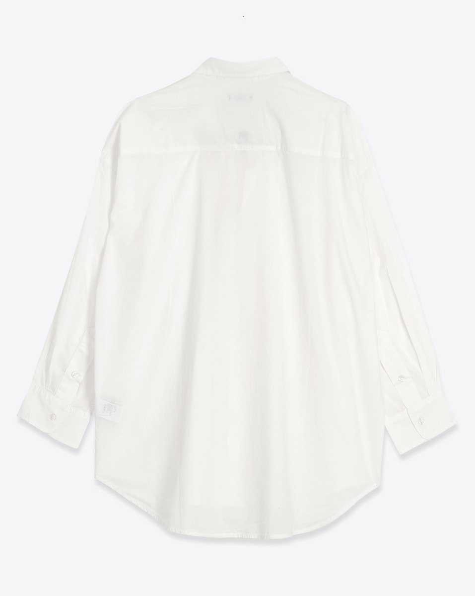 Chemise Drop Neck Pintuck R13 en popeline de coton blanc. Vue de dos.