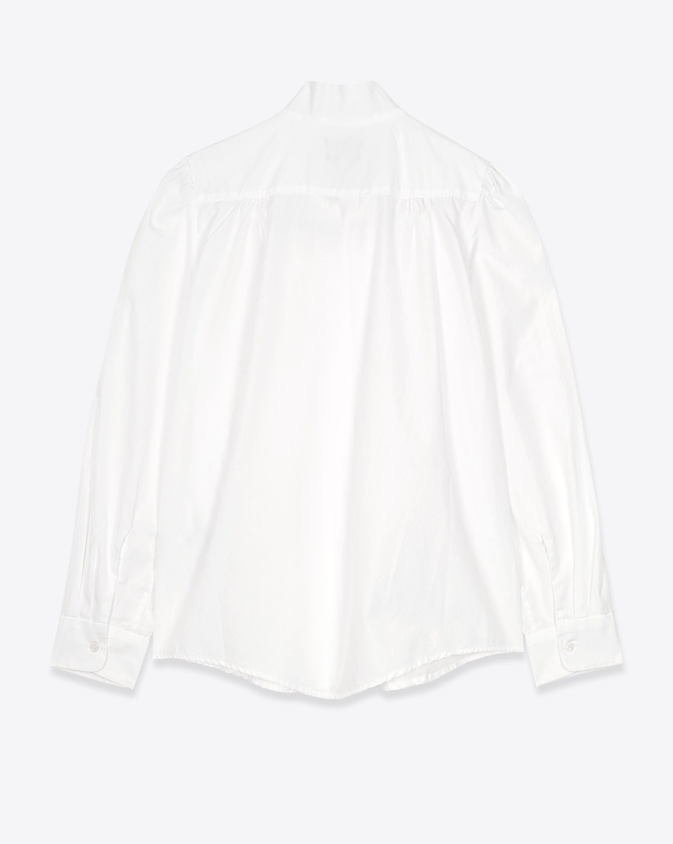 Chemise ajust&eacute;e Neck Tie Shirt R13 col lavalli&egrave;re en popeline de coton blanc. Vue de dos.