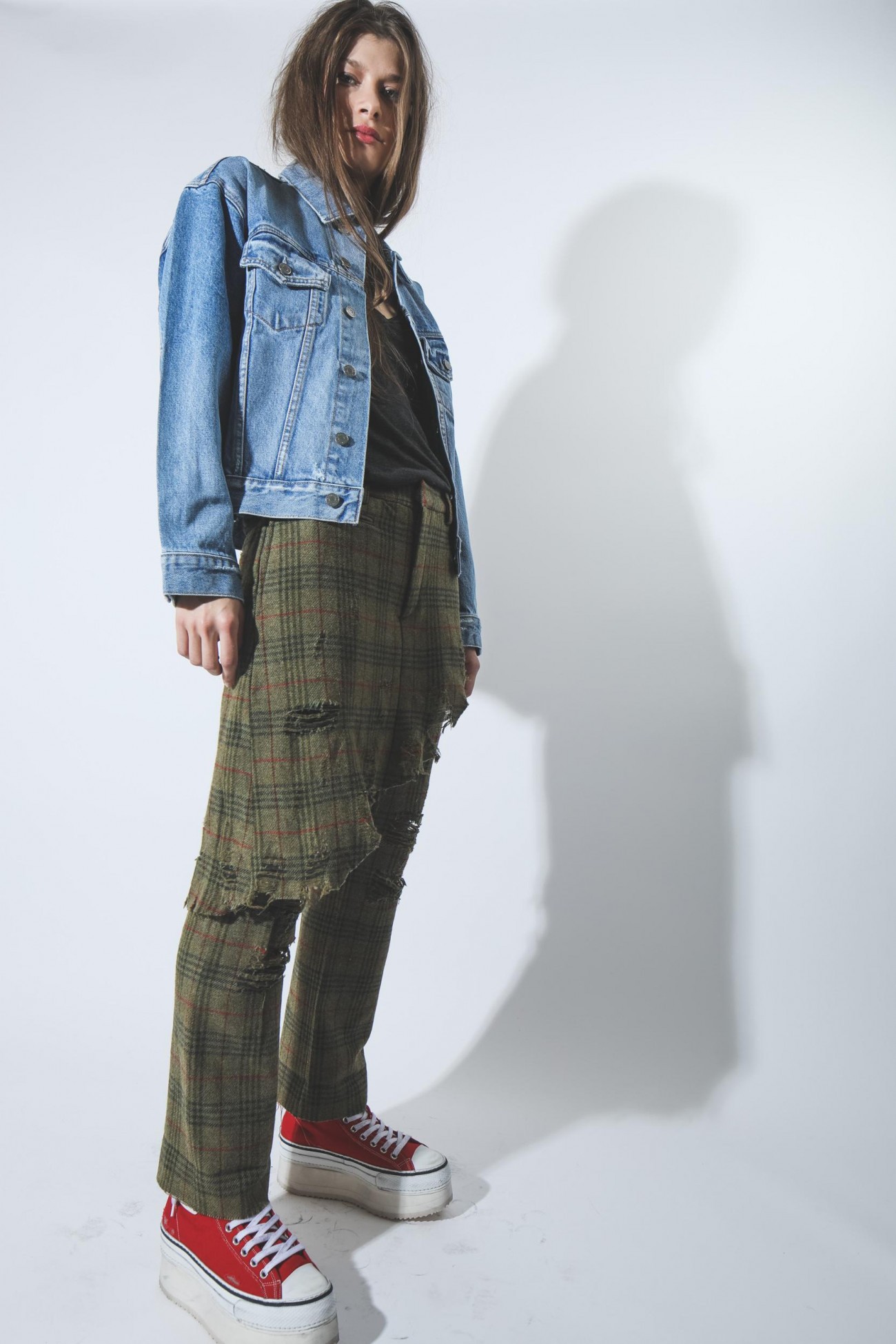 Image du produit R13 Denim Collection Double Classic Trouser - Green Plaid - 2