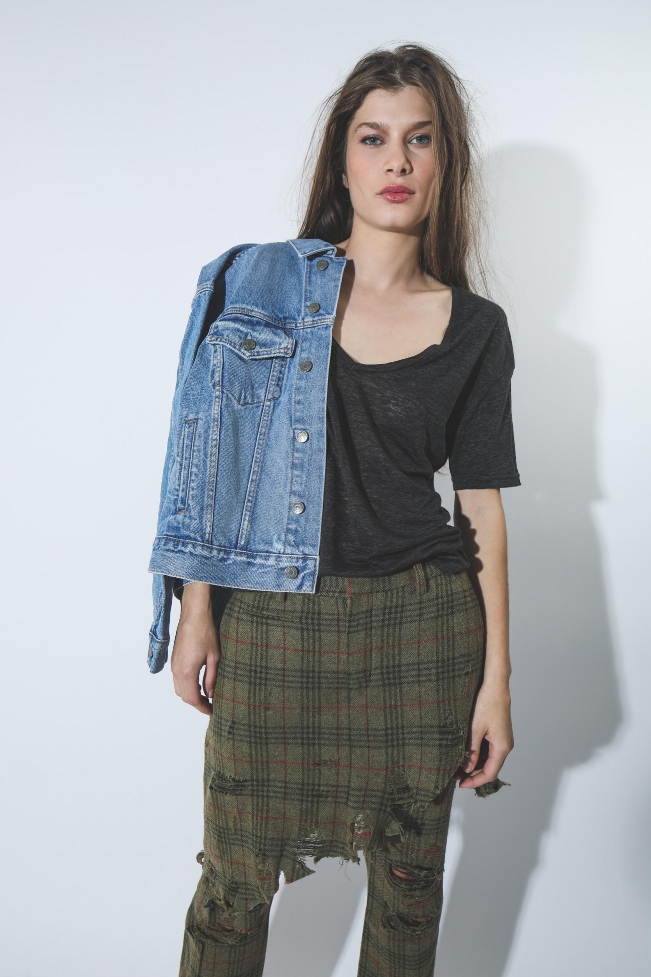 Image du produit R13 Denim Collection Double Classic Trouser - Green Plaid - 3
