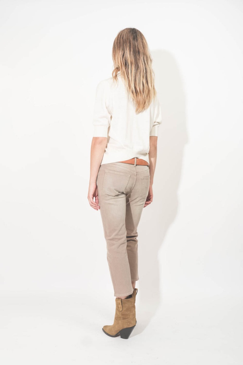 Jean Boy Straight R13 toile beige Clean Sawdust Stretch. Porté de dos.