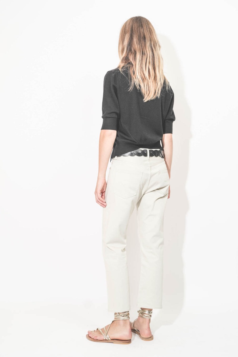 Jean Romeo Ivory Sateen R13 Denim. Porté de dos.