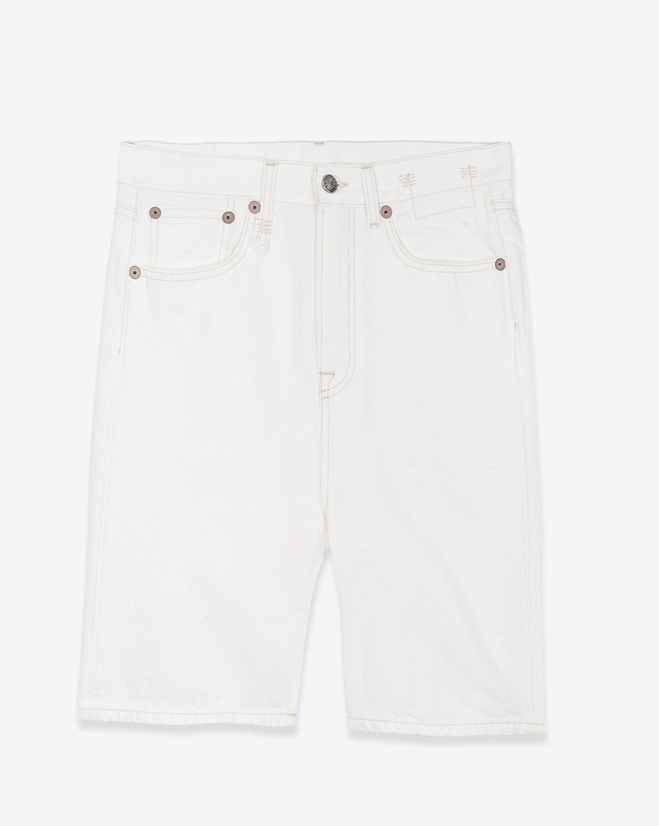 Short long Janis R13 en coton blanc &laquo; Aerin white &raquo;. Vue de face.