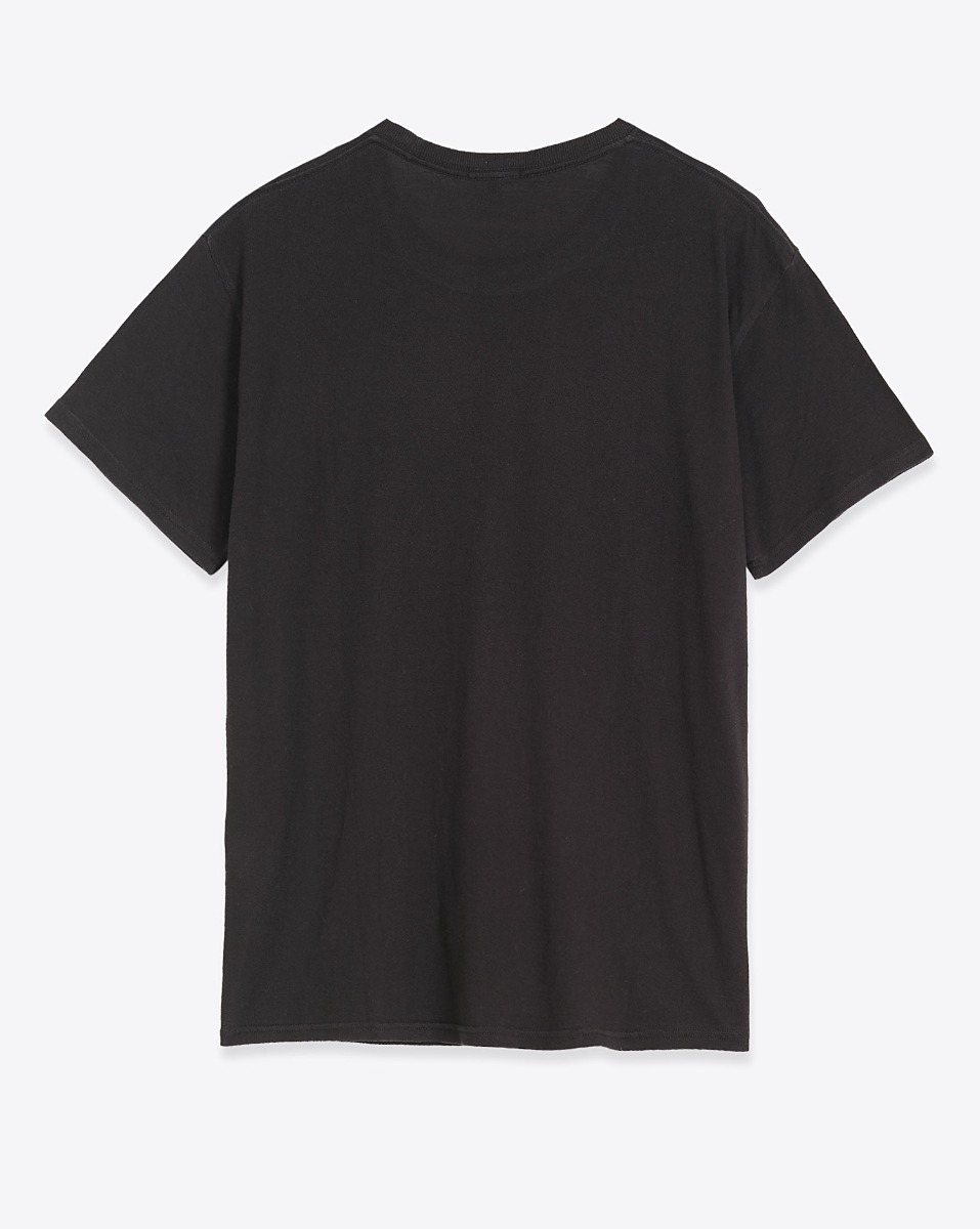 T-shirt R13 Boy T en coton et cachemire noir, s&eacute;rigraphie blanche &laquo; Allergic to Stupid People &raquo;. Vue de dos.