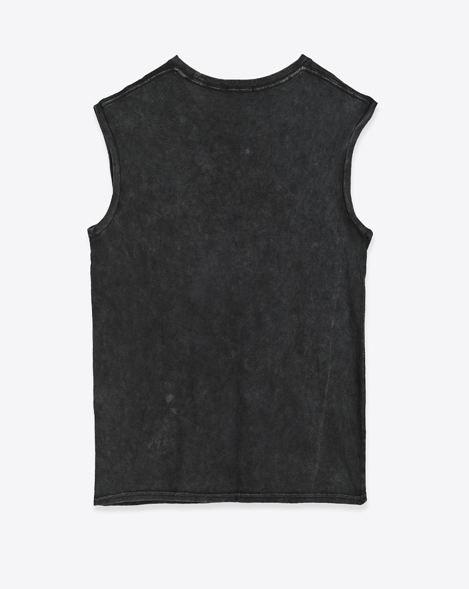 T-shirt Sleeveless T R13 en coton et cachemire noir d&eacute;lav&eacute;. Vue de dos.