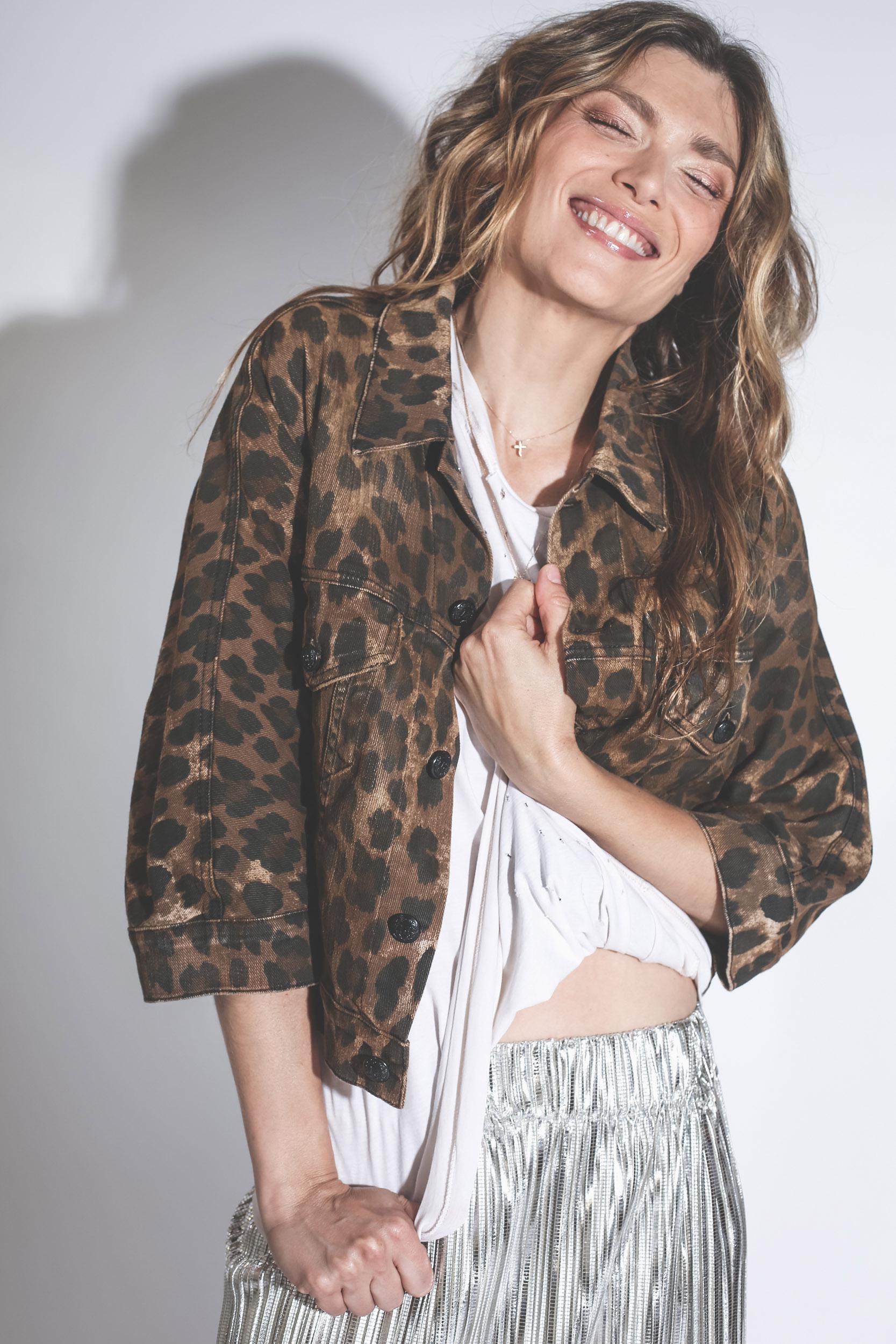 R13 Denim Collection Jackie Trucker - Leopard   