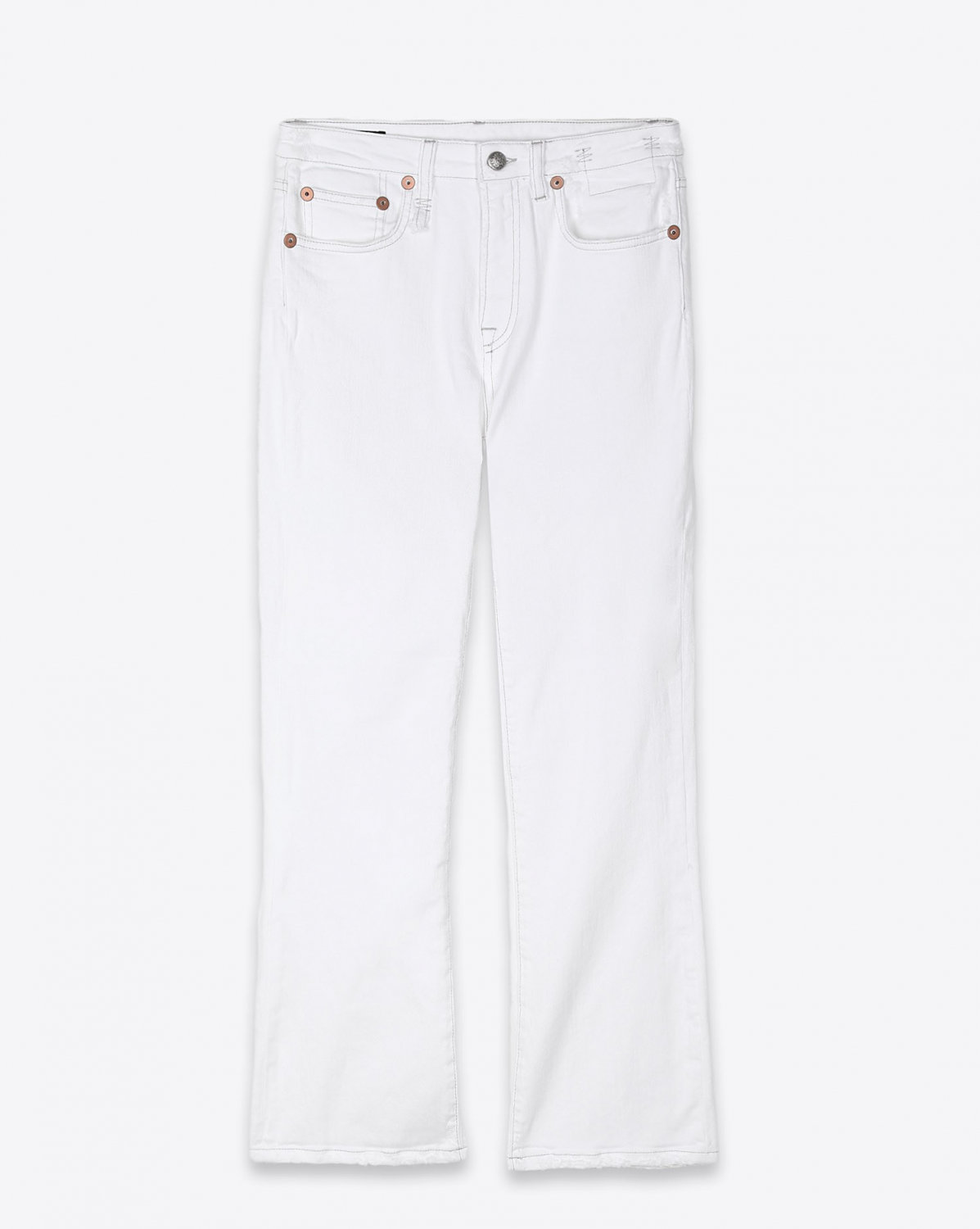 Jeans blanc court évasé Kick Fit Bale White r13 Denim