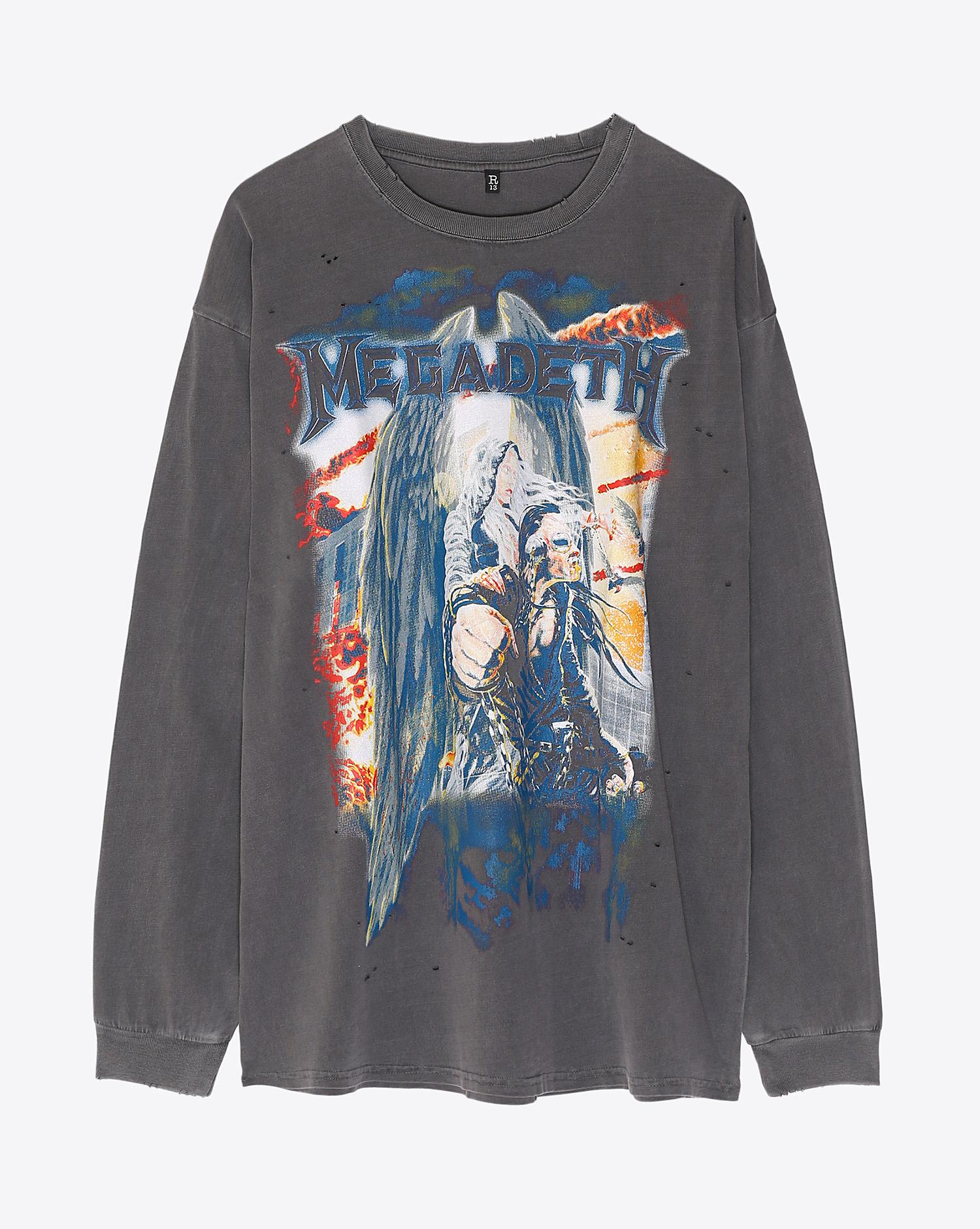 R13 Denim Collection Megadeth Long Sleeve T - Faded Black  