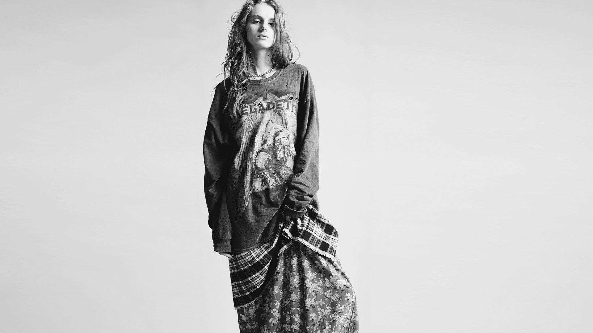 R13 Denim Collection Megadeth Long Sleeve T - Faded Black  