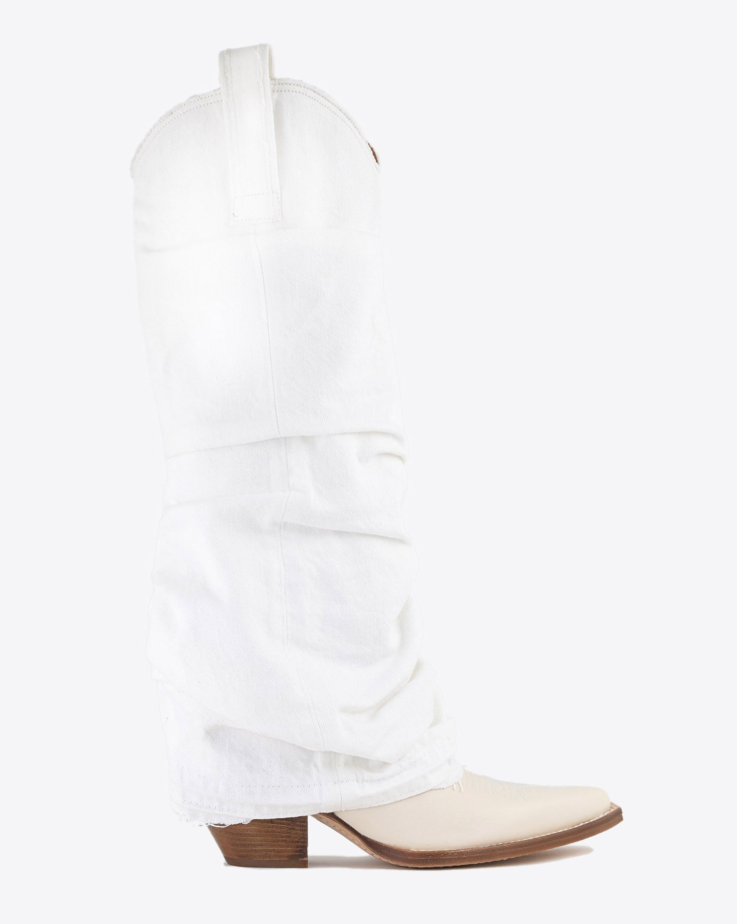 Image du produit R13 Denim Collection Mid Cowboy Boot W/Sleeve - White Denim