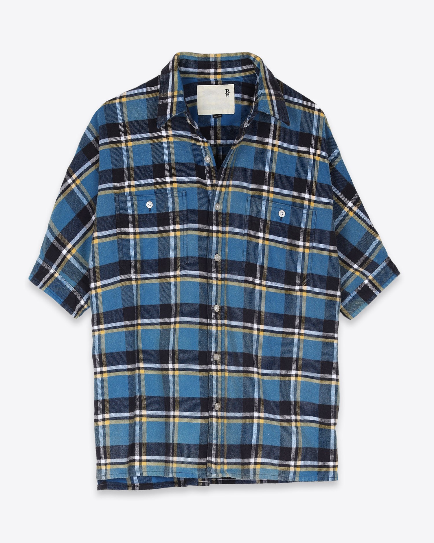 Image du produit R13 Denim Collection Plaid Oversized Boxy Shirt - Blue Plaid