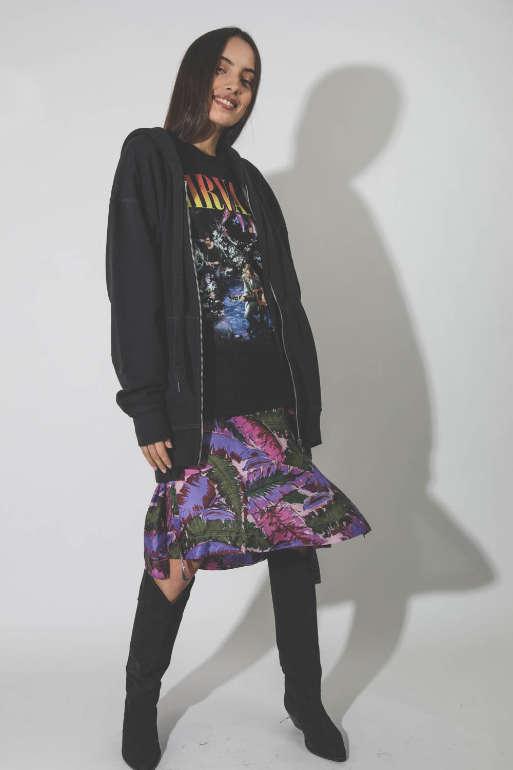 R13 Denim Collection Tee Shirt Nirvana Concert Oversized - Black