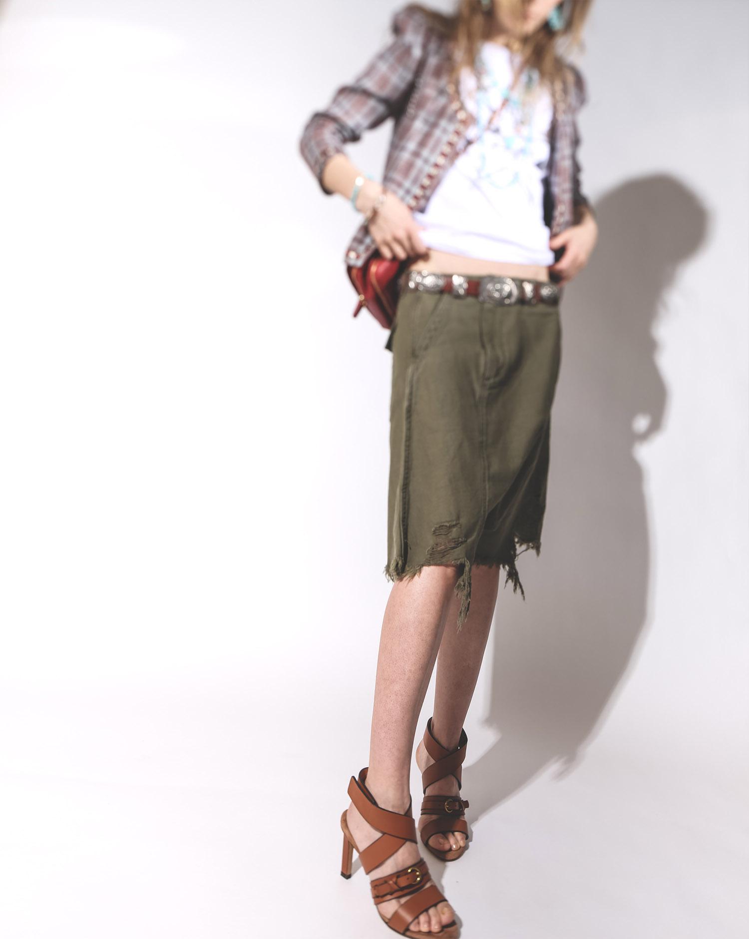 R13 Denim Collection Twisted Utility Short - Fatigue Olive