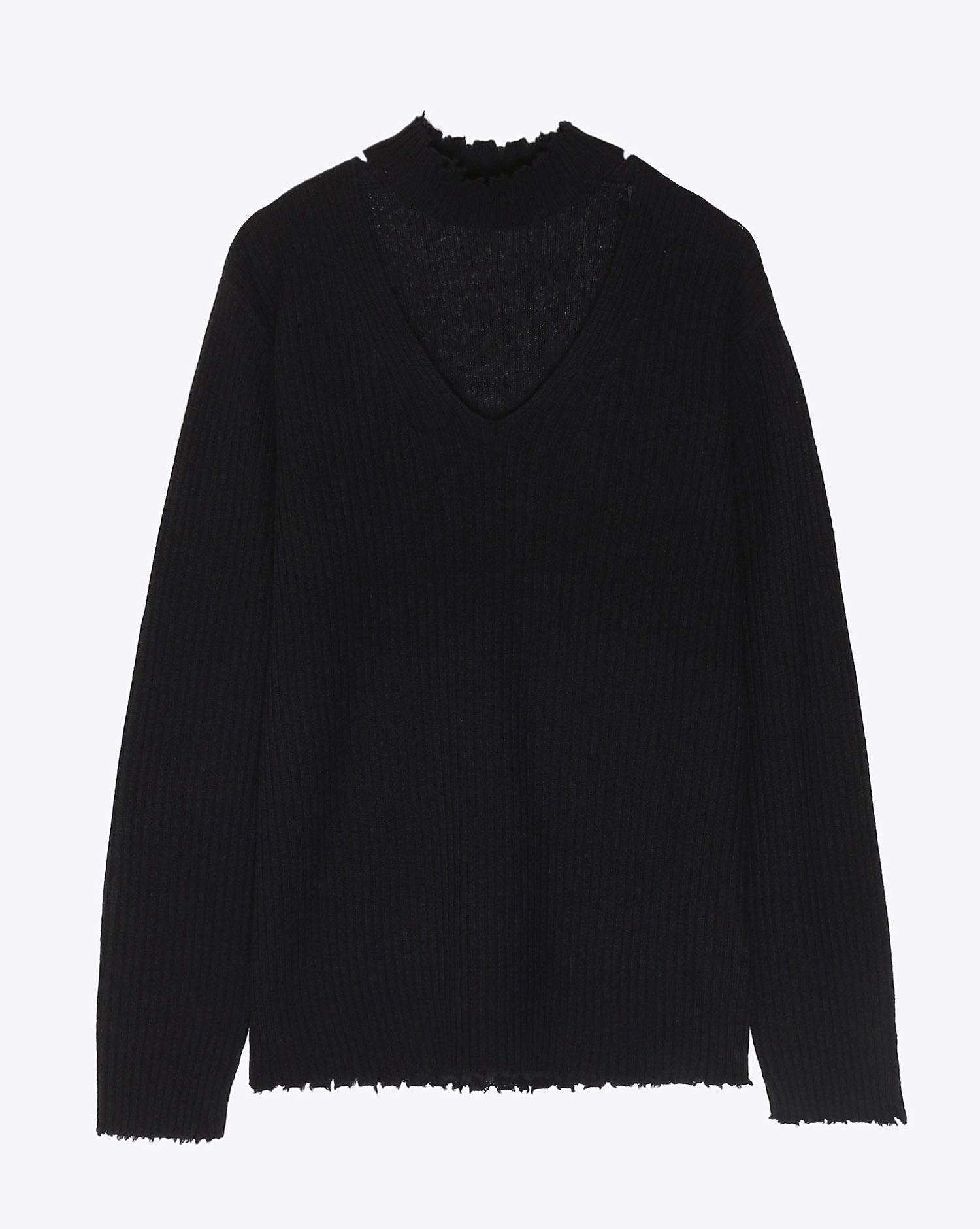 R13 Denim Pré-Collection Choker V Neck Sweater - Black   