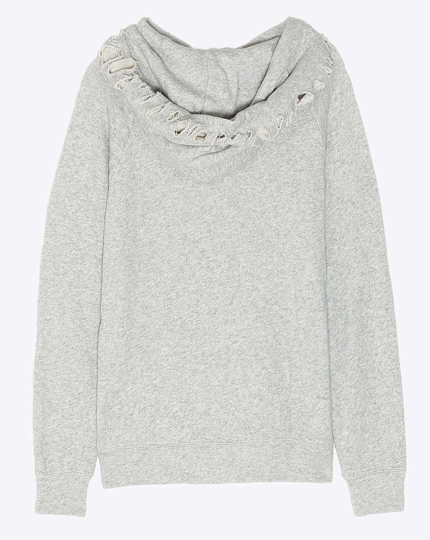 R13 Denim Pré-Collection Distressed Hoodie - Heather Grey  