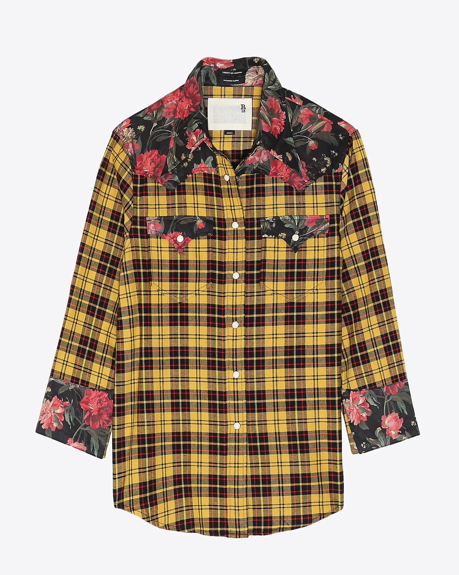 R13 Denim Pré-Collection Exaggerated Collar Cowboy Shirt - Yellow  Black  