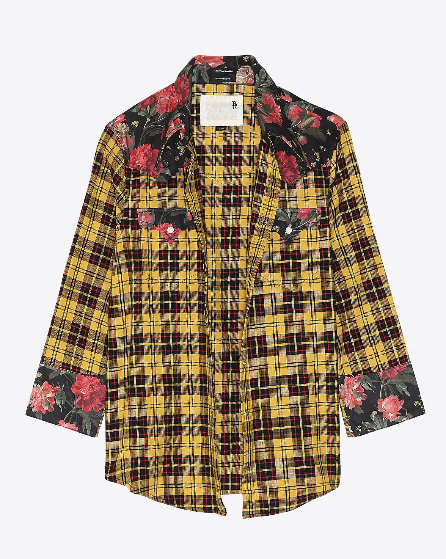 R13 Denim Pré-Collection Exaggerated Collar Cowboy Shirt - Yellow  Black  