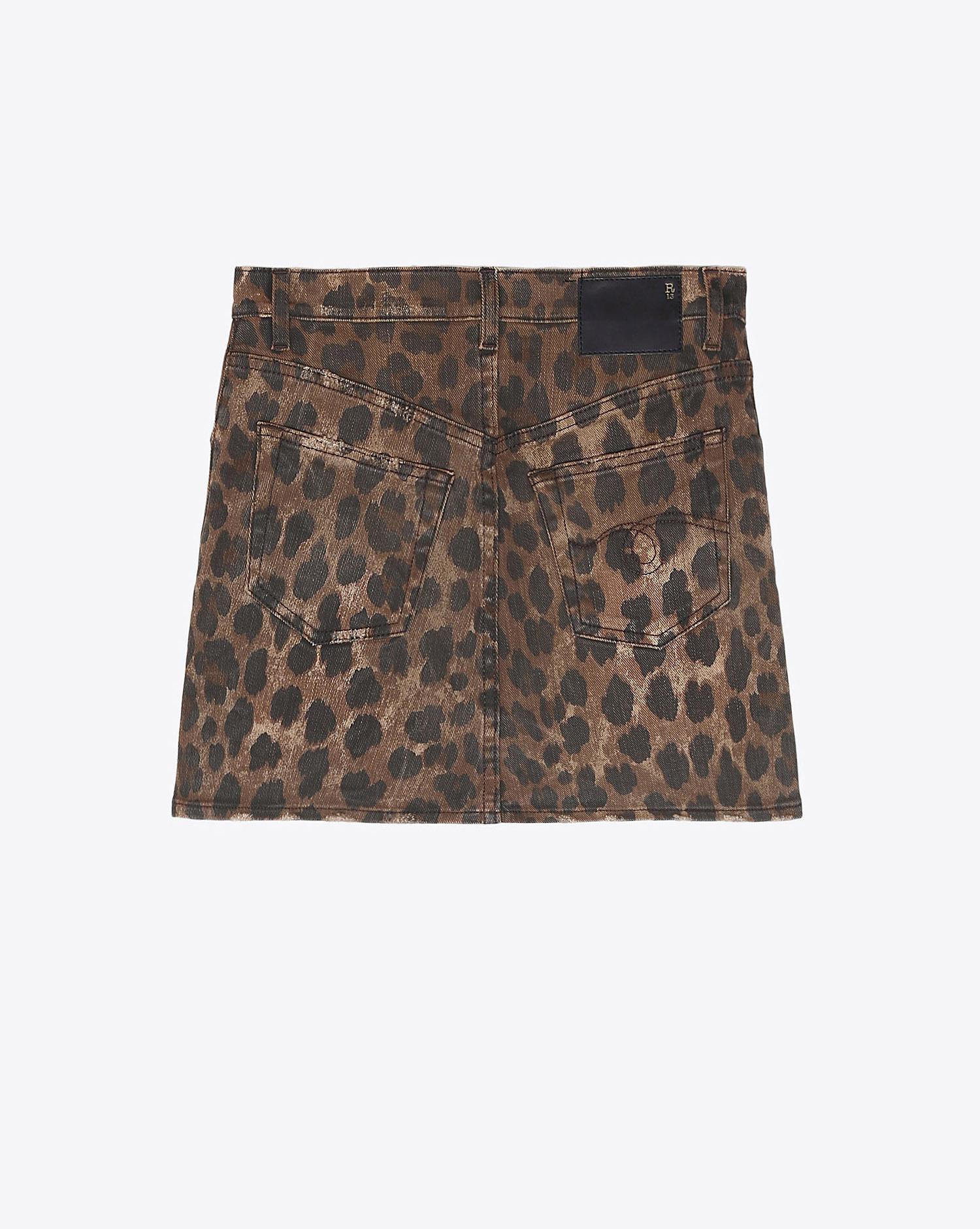 R13 Denim Pré-Collection High Rise Mini Skirt - Leopard Wash   