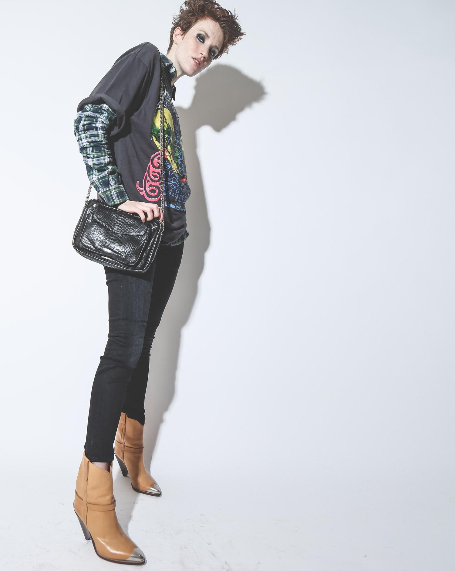 R13 Denim Pré-Collection Pleated Sleeve Shirt - Green Plaid  
