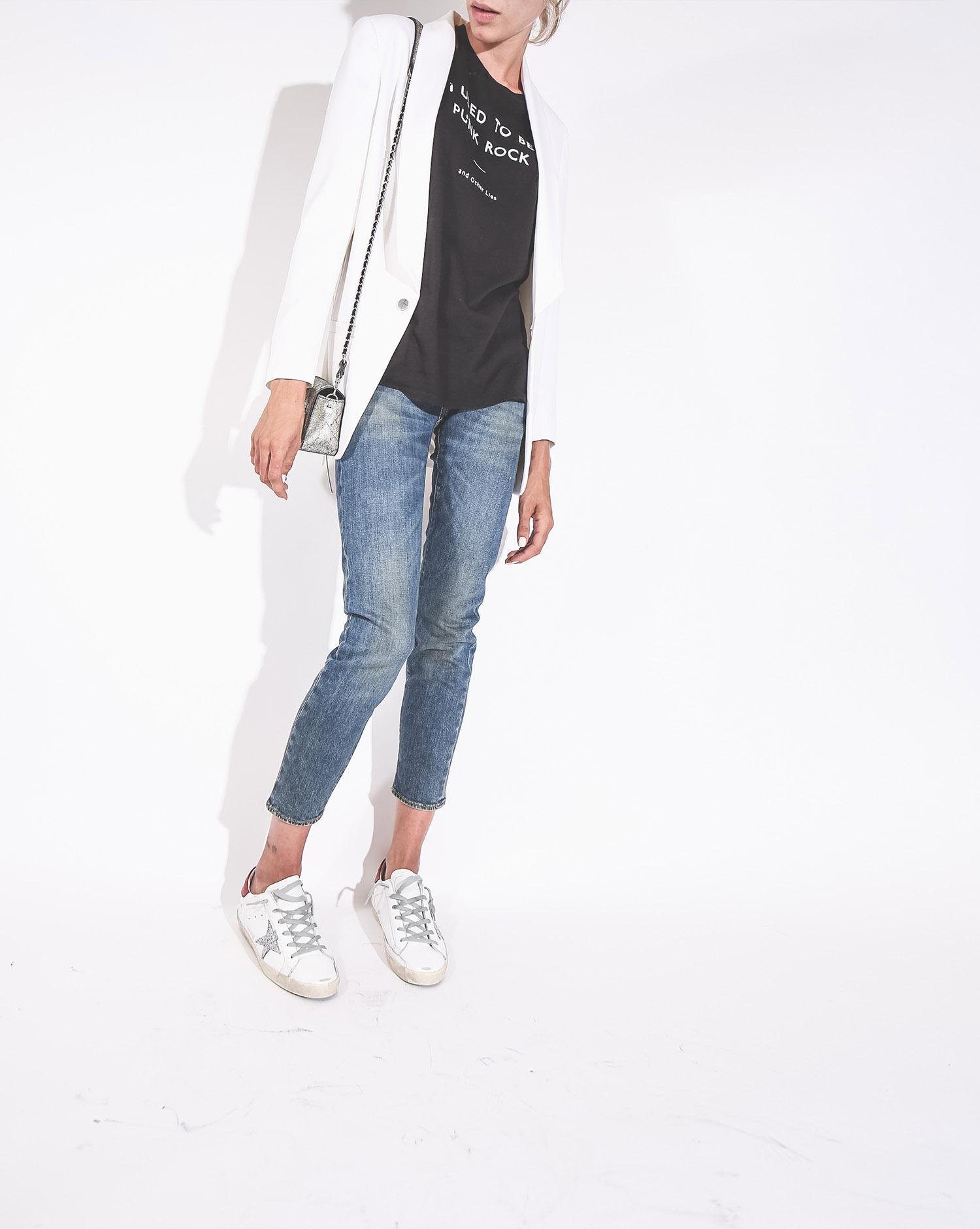 R13 Denim Pré-Collection Ripped Neck Punk T - Washed Black  