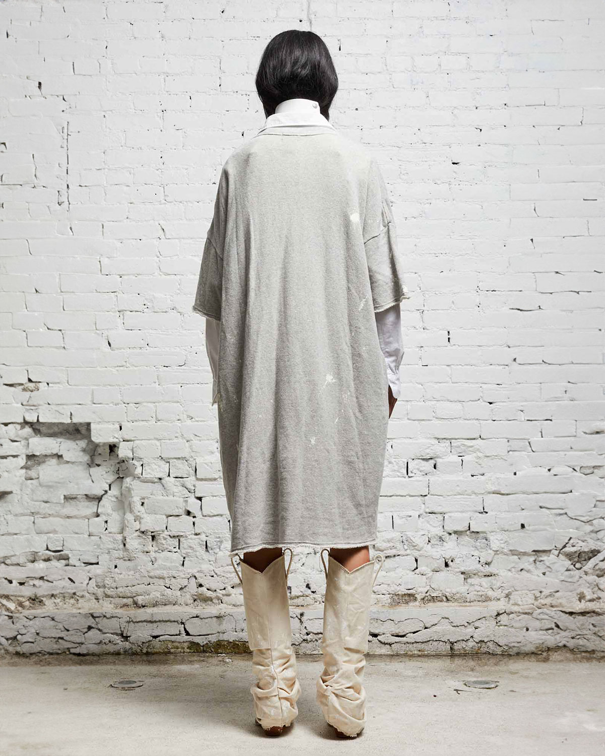 R13 Robe Tee shirt Elongated Heather Grey