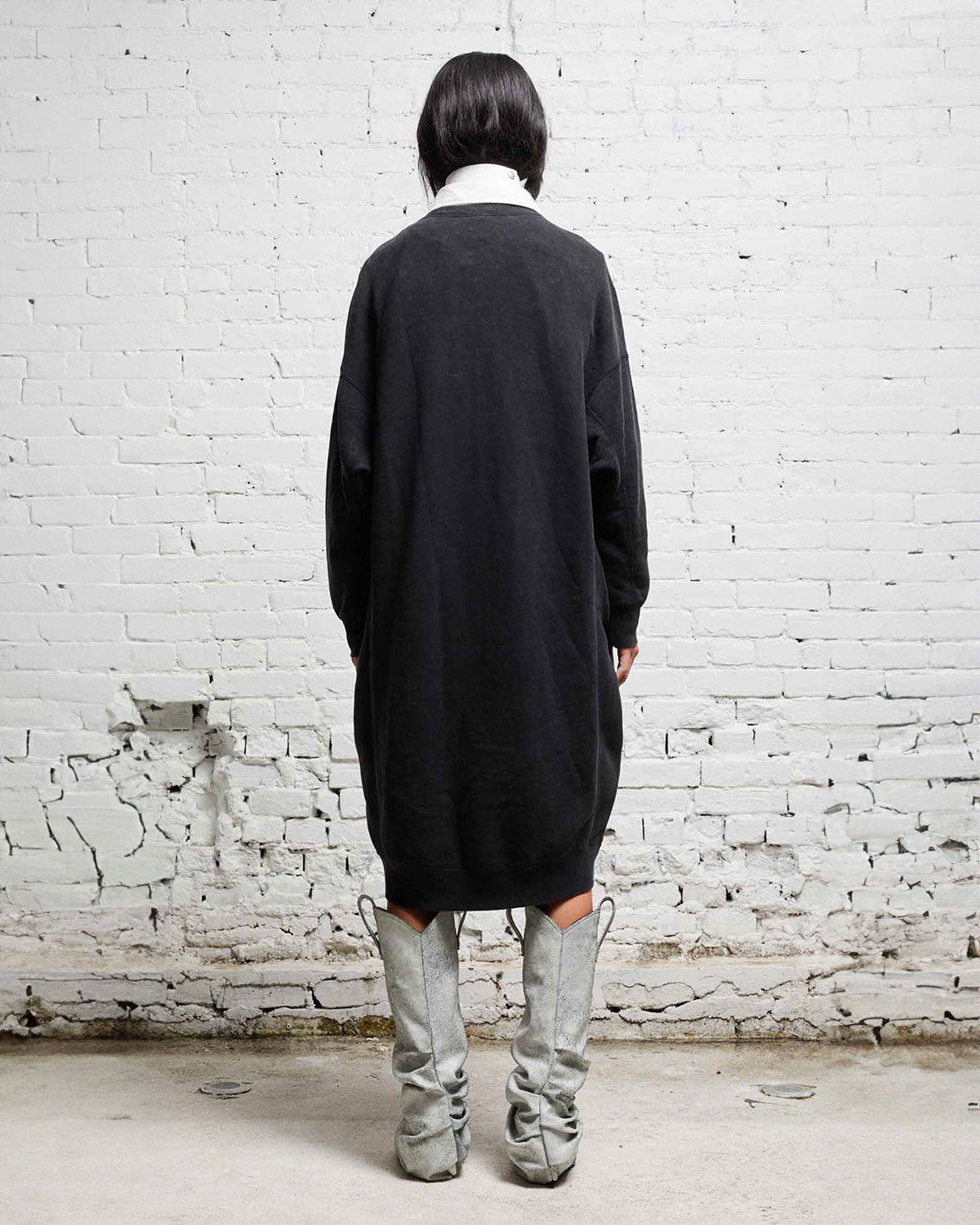 R13 Robe Sweatshirt Elongated Grunge Acid Black