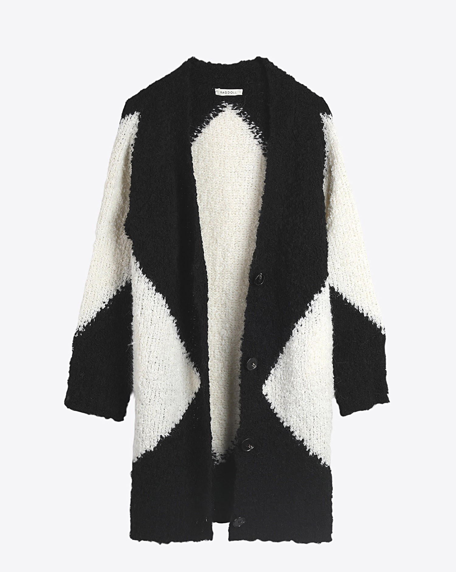 Image du produit Ragdoll LA Diamond Boucle Cardigan - Black/Off White  
