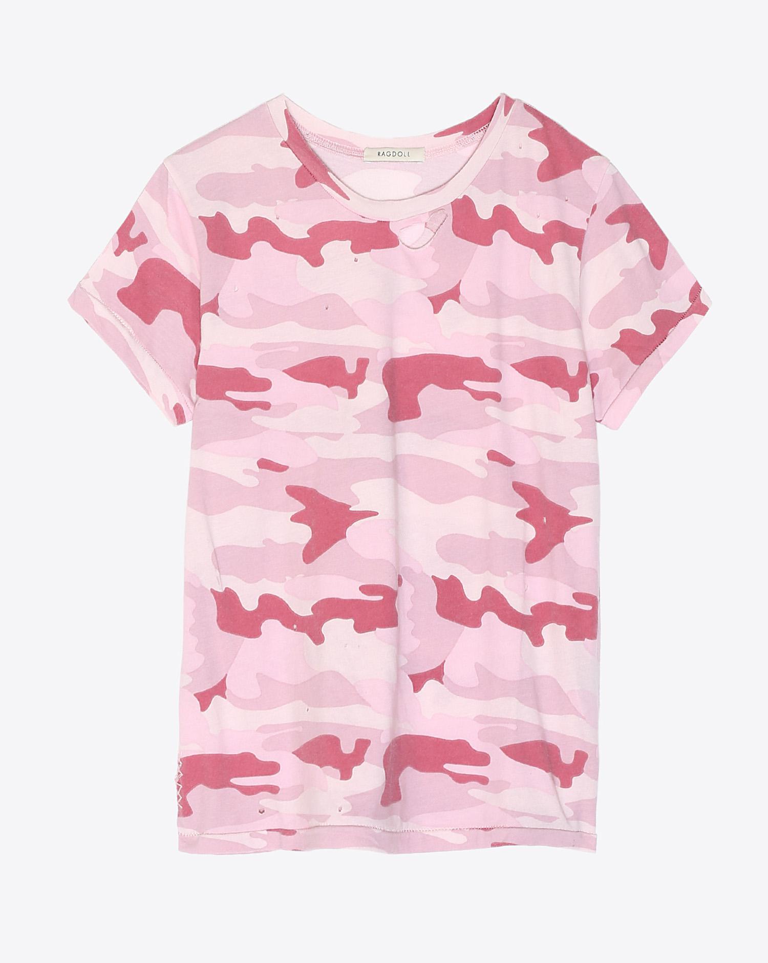 Ragdoll LA Distressed Vintage Tee Pink Camo  