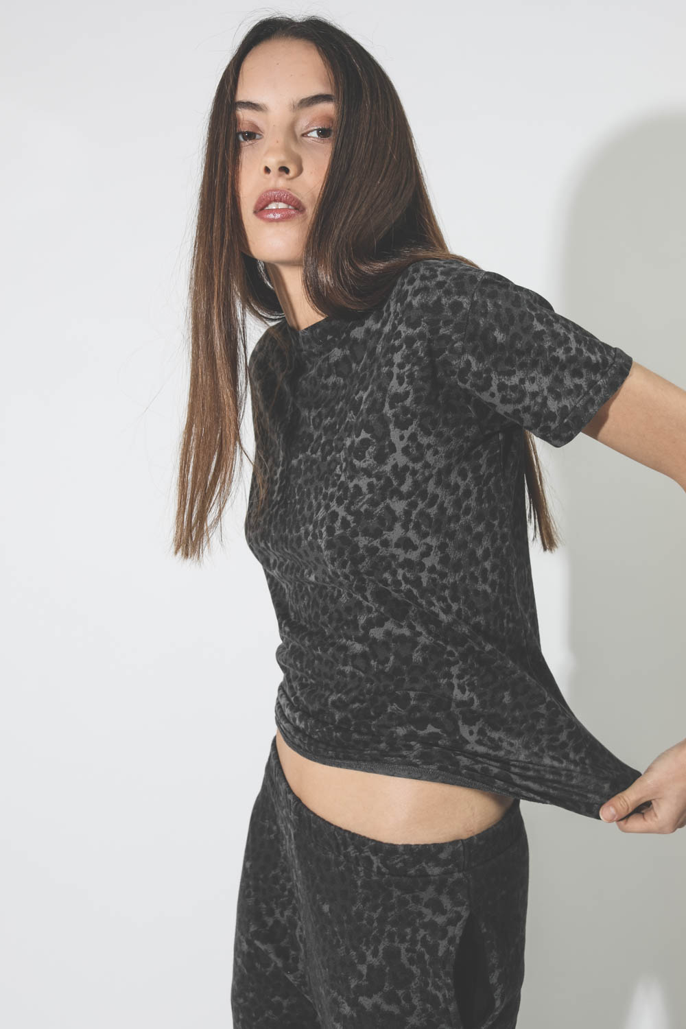 Ragdoll LA Slouchy Tee - Anthracite Leopard