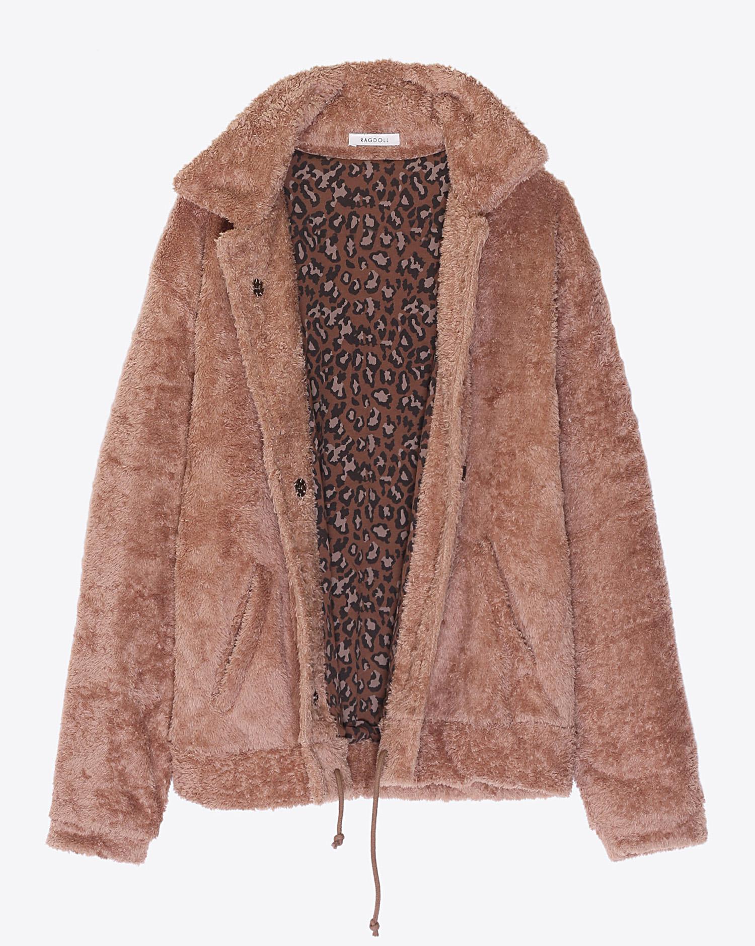 Ragdoll LA Teddy Bomber Jacket Camel  Reversible Brown Leopard  