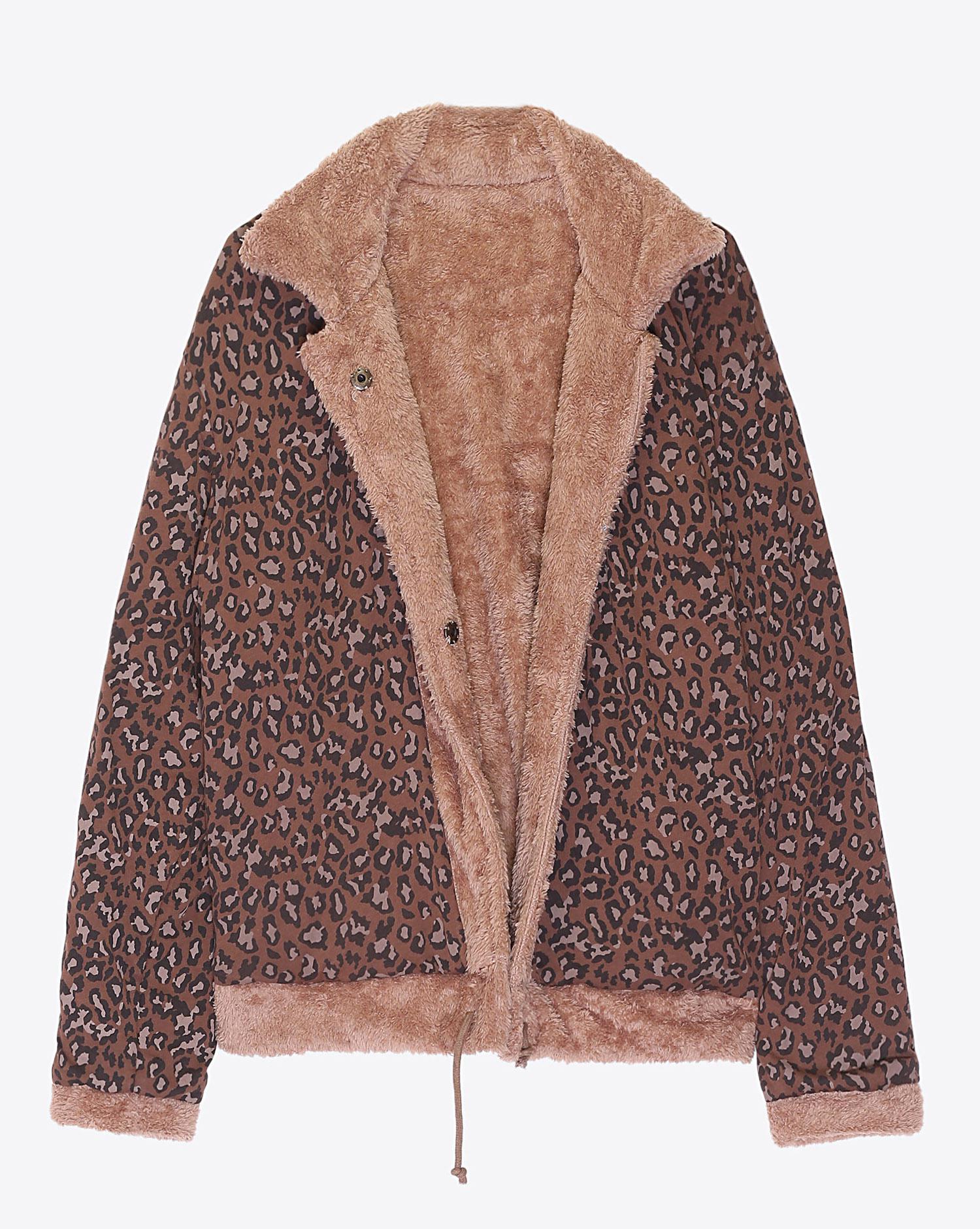 Ragdoll LA Teddy Bomber Jacket Camel  Reversible Brown Leopard  