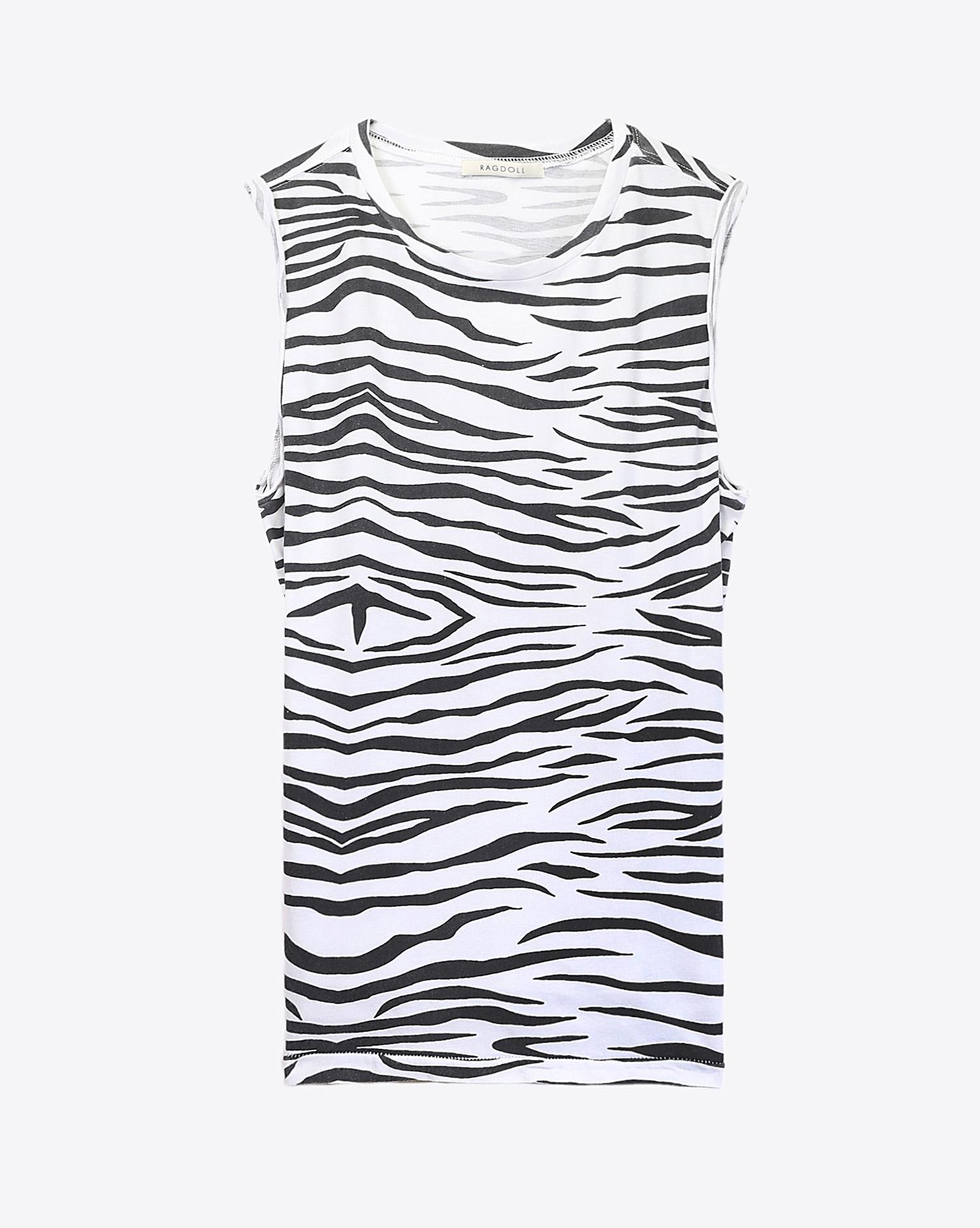 Ragdoll LA Vintage Muscle Tank - White Zebra 