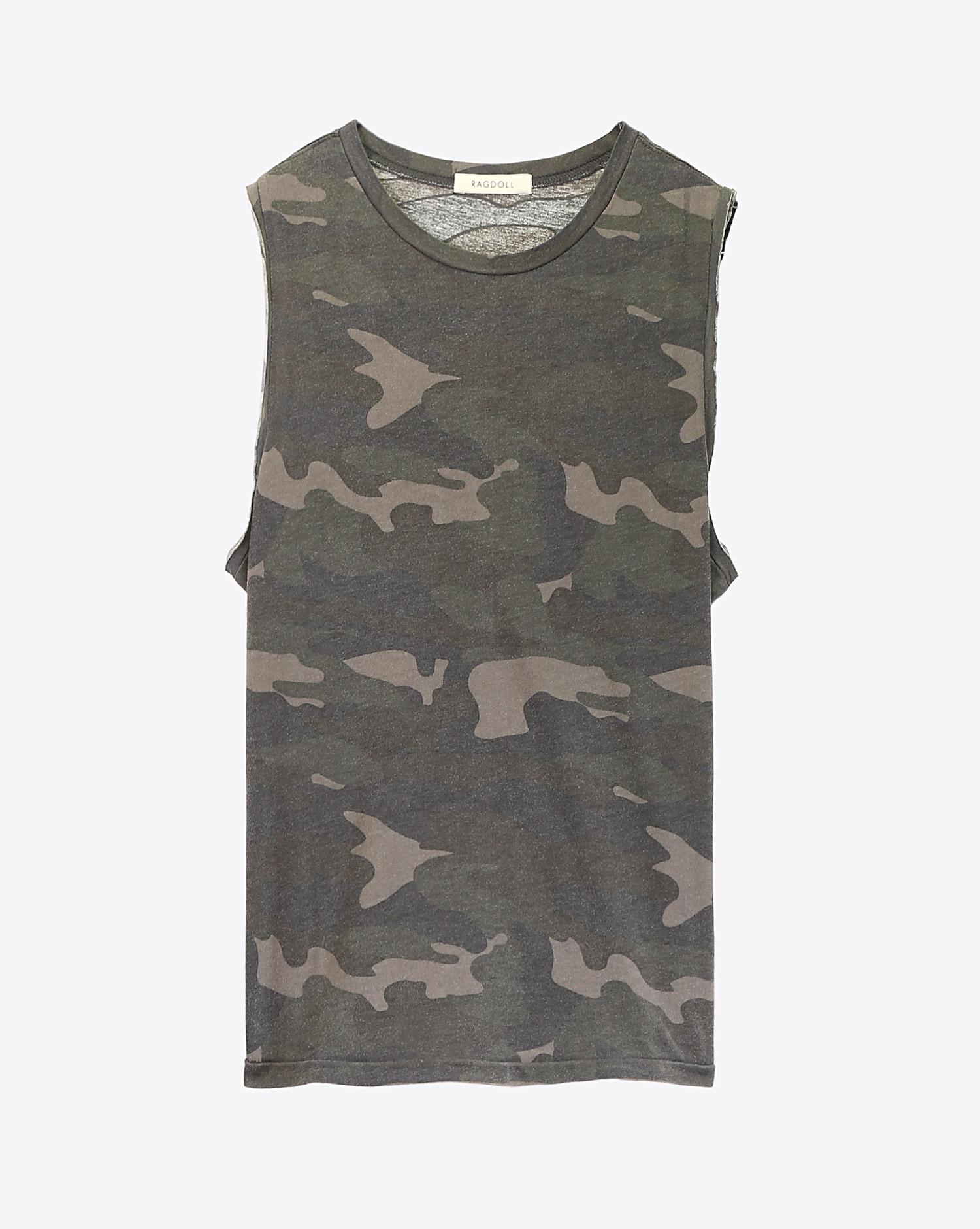 Ragdoll LA Vintage Muscle Tank Camo Army  