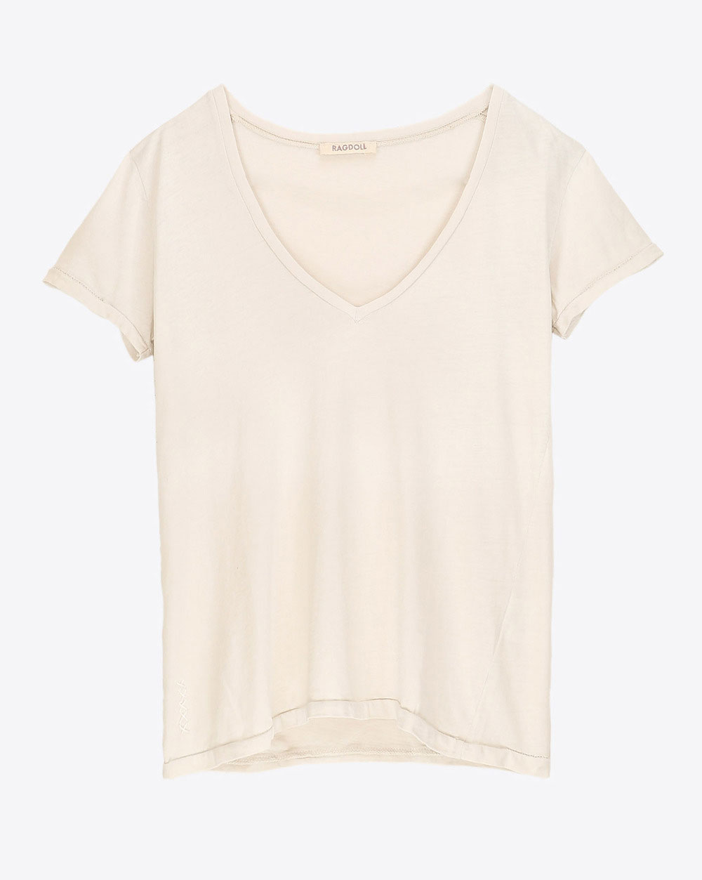 Produit Ragdoll LA Vintage V-Neck Tee - Bone White 