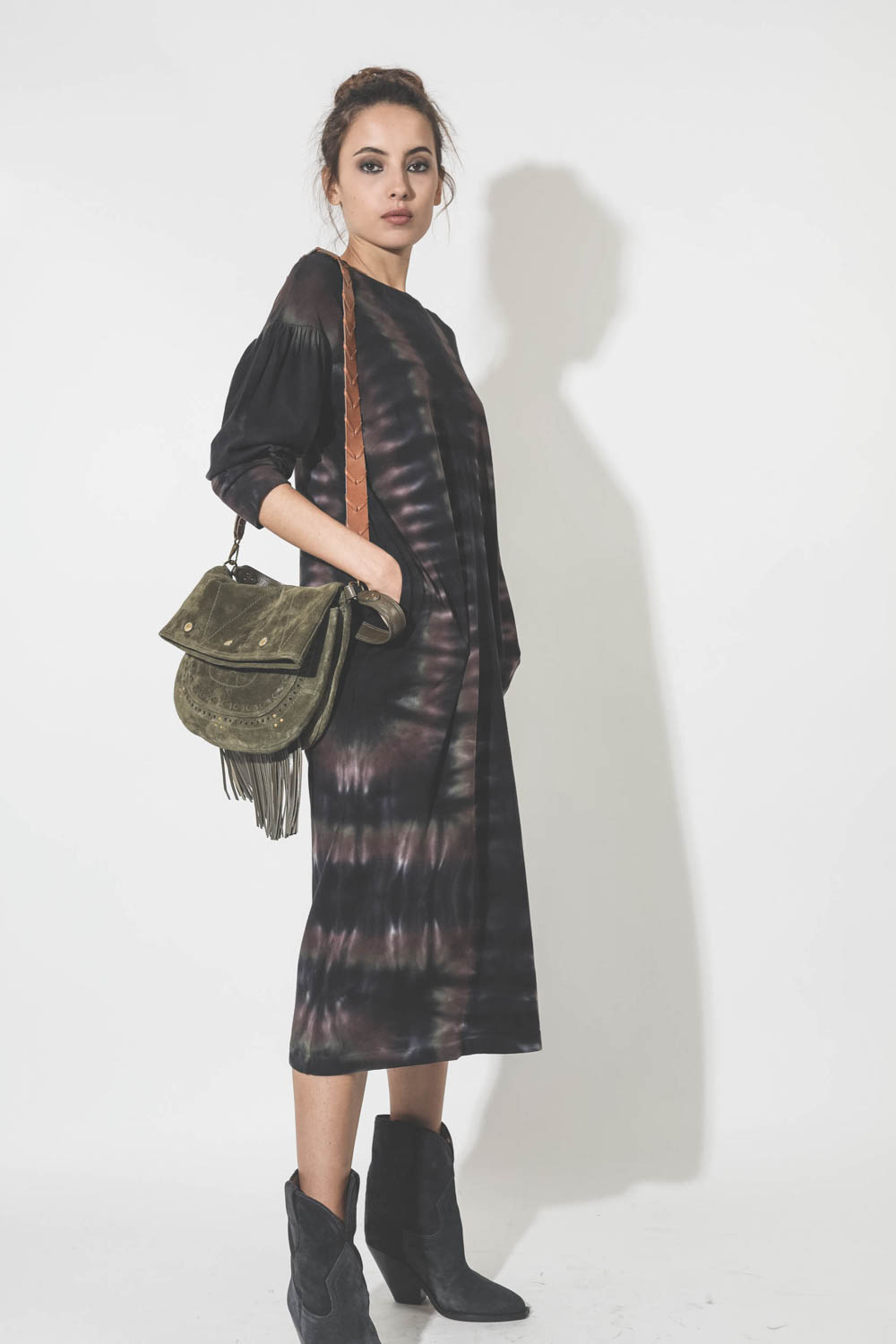 Raquel Allegra Simone Sleeve Dress - Black Hills Tie Dye