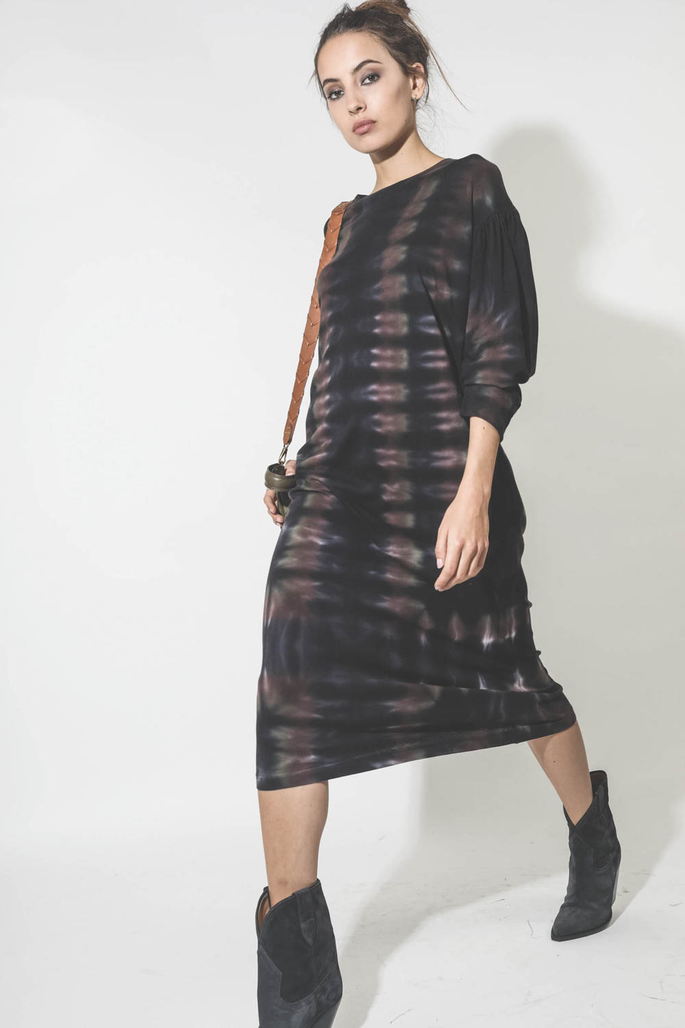 Raquel Allegra Simone Sleeve Dress - Black Hills Tie Dye