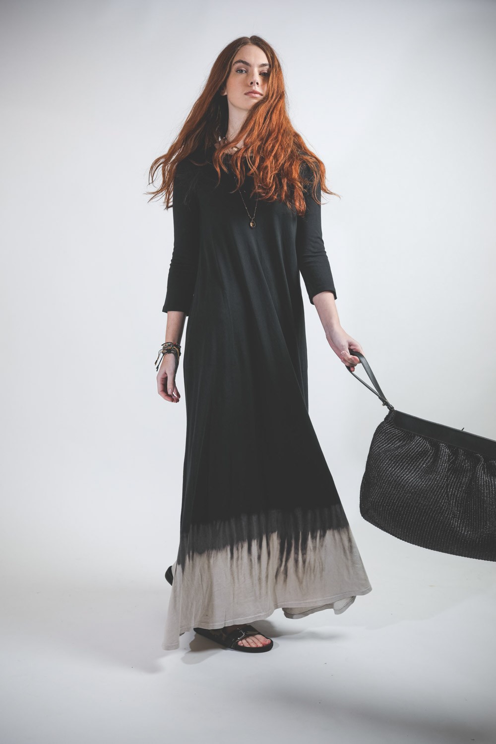 Raquel Allegra Drama Maxi Dress Black Horizon TD