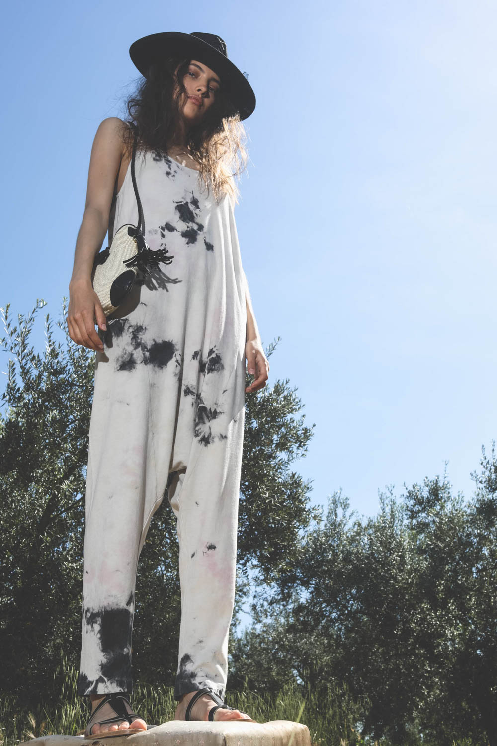 Raquel Allegra Drop Rise Romper Pastel Black