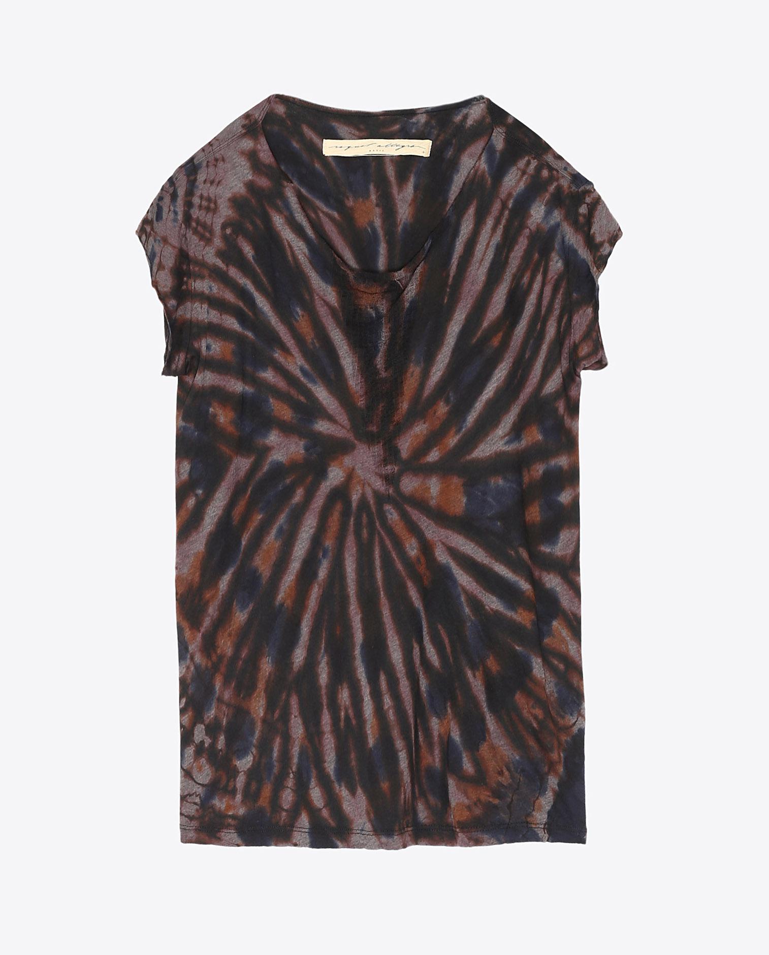 Raquel Allegra Pré-Collection Shred Front Muscle Tee Tie & Dye - Black Tiger  