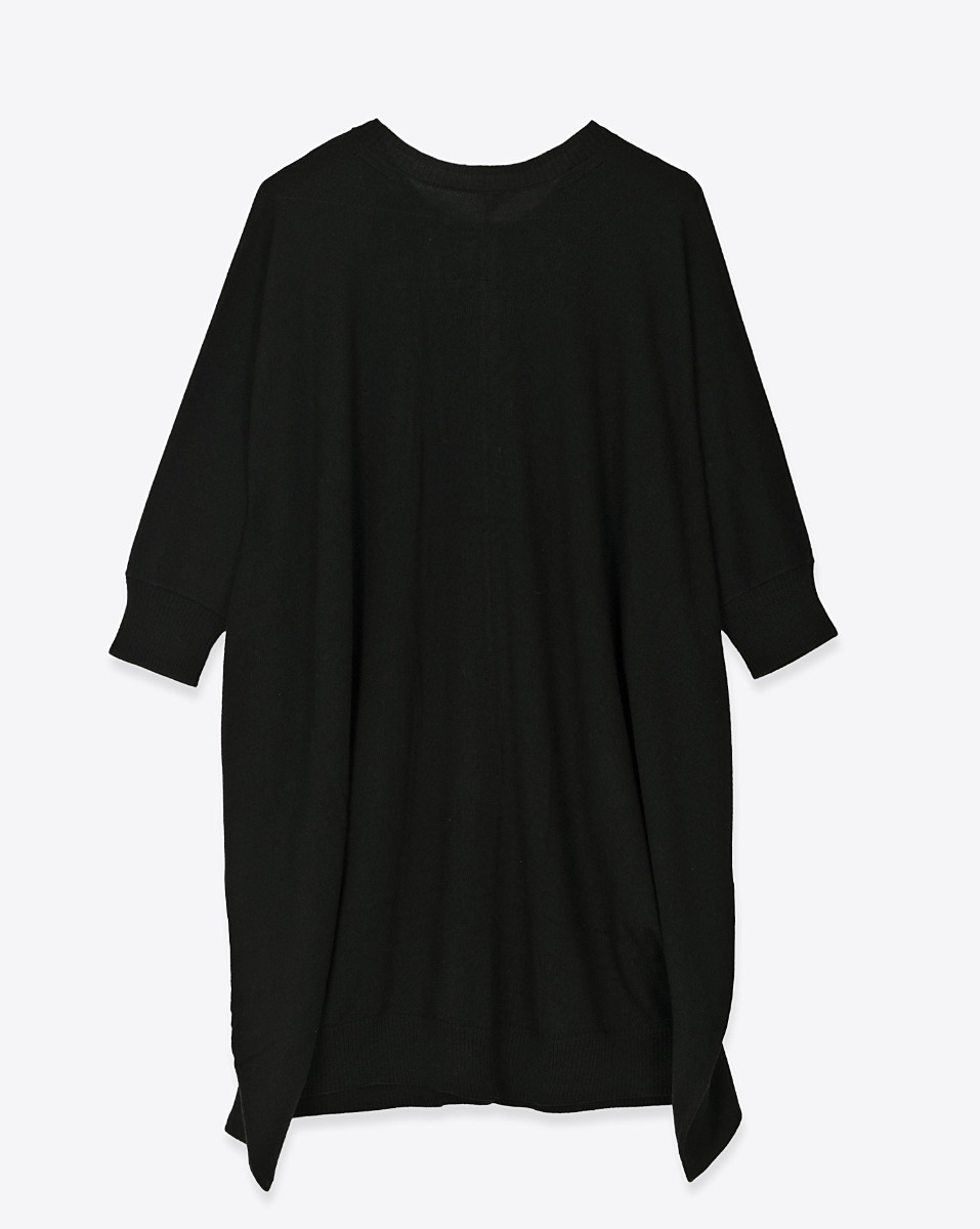 Robe oversize Parachute Cardigan Dress R13 en laine noire. Vue de dos.