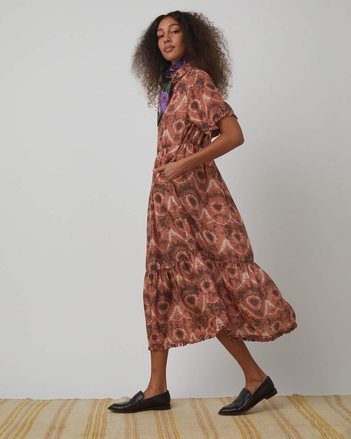 Image du produit Raquel Allegra Dainty Collar Dress Print - TD Lace Tangerine - 3