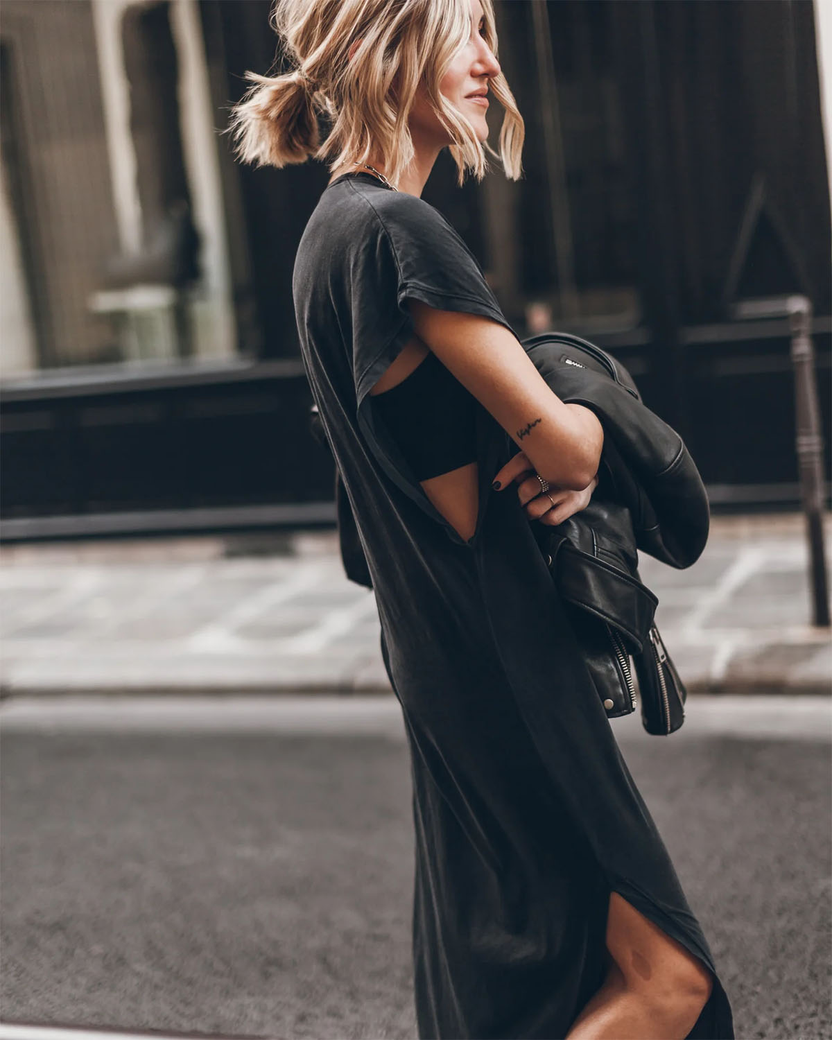 Mikuta Robe Longue Chauve Souris Noire