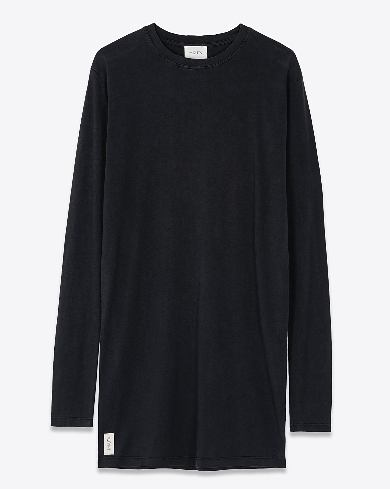 Produit Robe courte manches longues en jersey noir Mikuta. Vue face. 