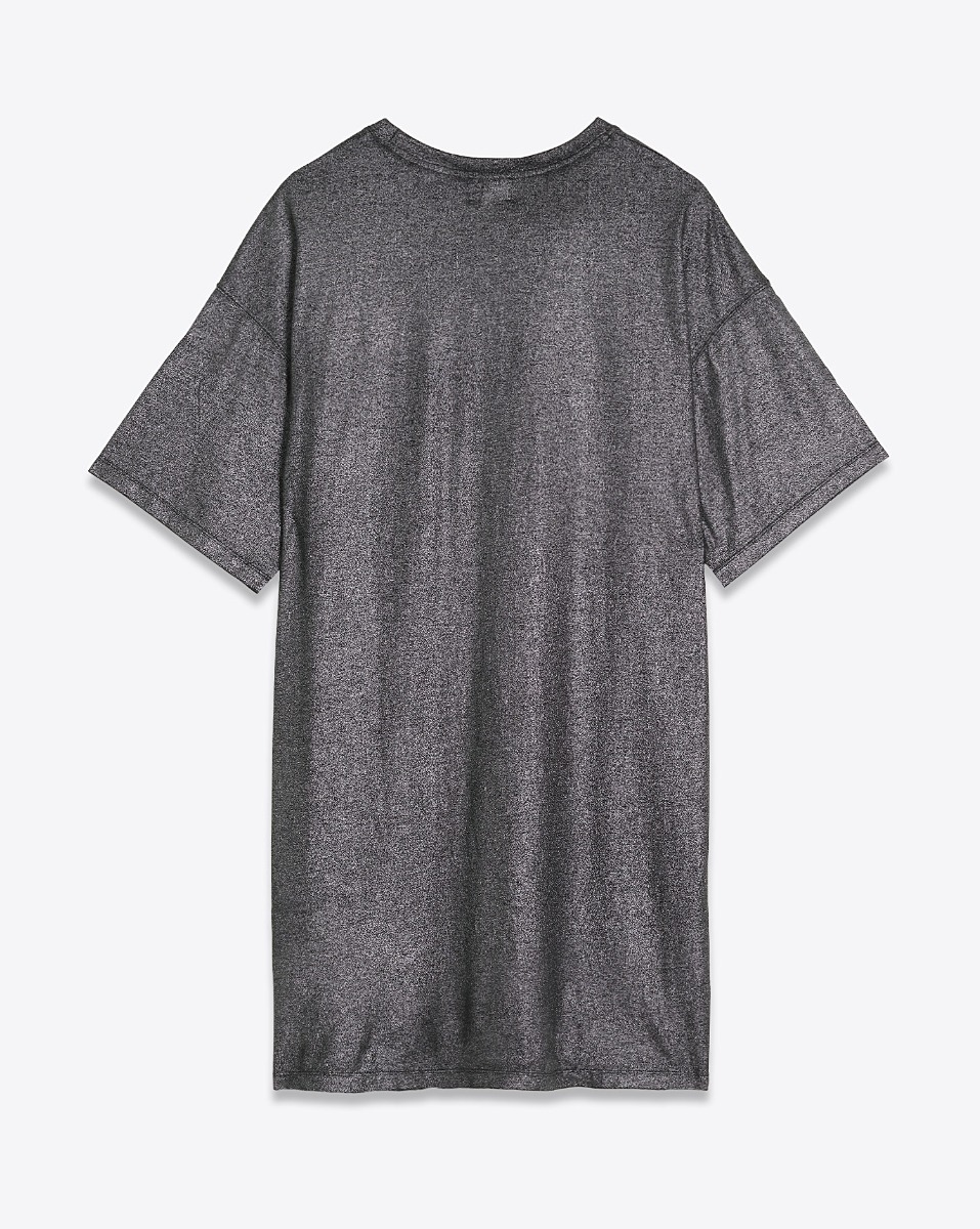 Robe T-shirt Mikuta en jersey lamé argent. Vue de dos.