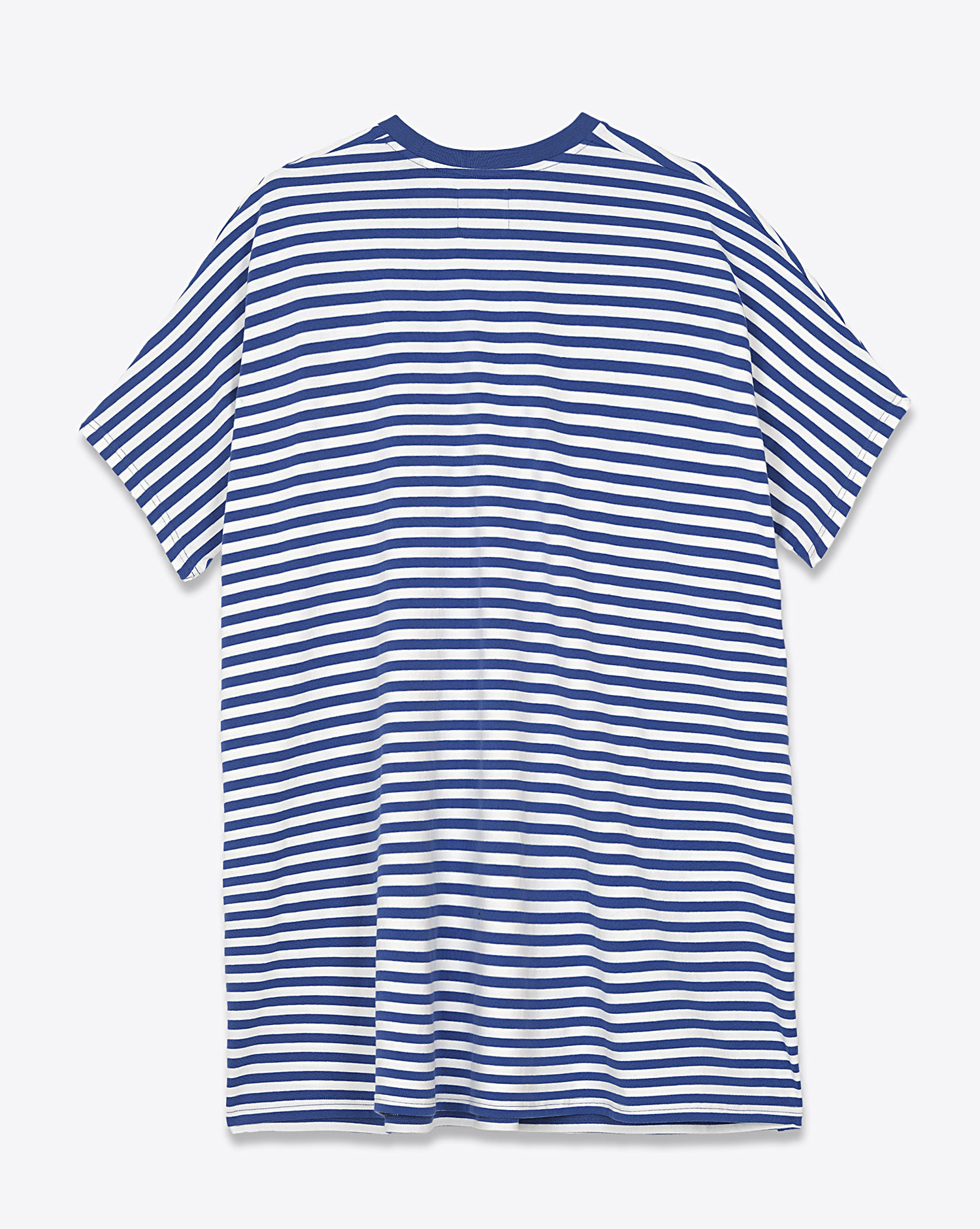 Produit Robe tee-shirt Pocket Denimist à rayures bleues et blanches. Dos.
