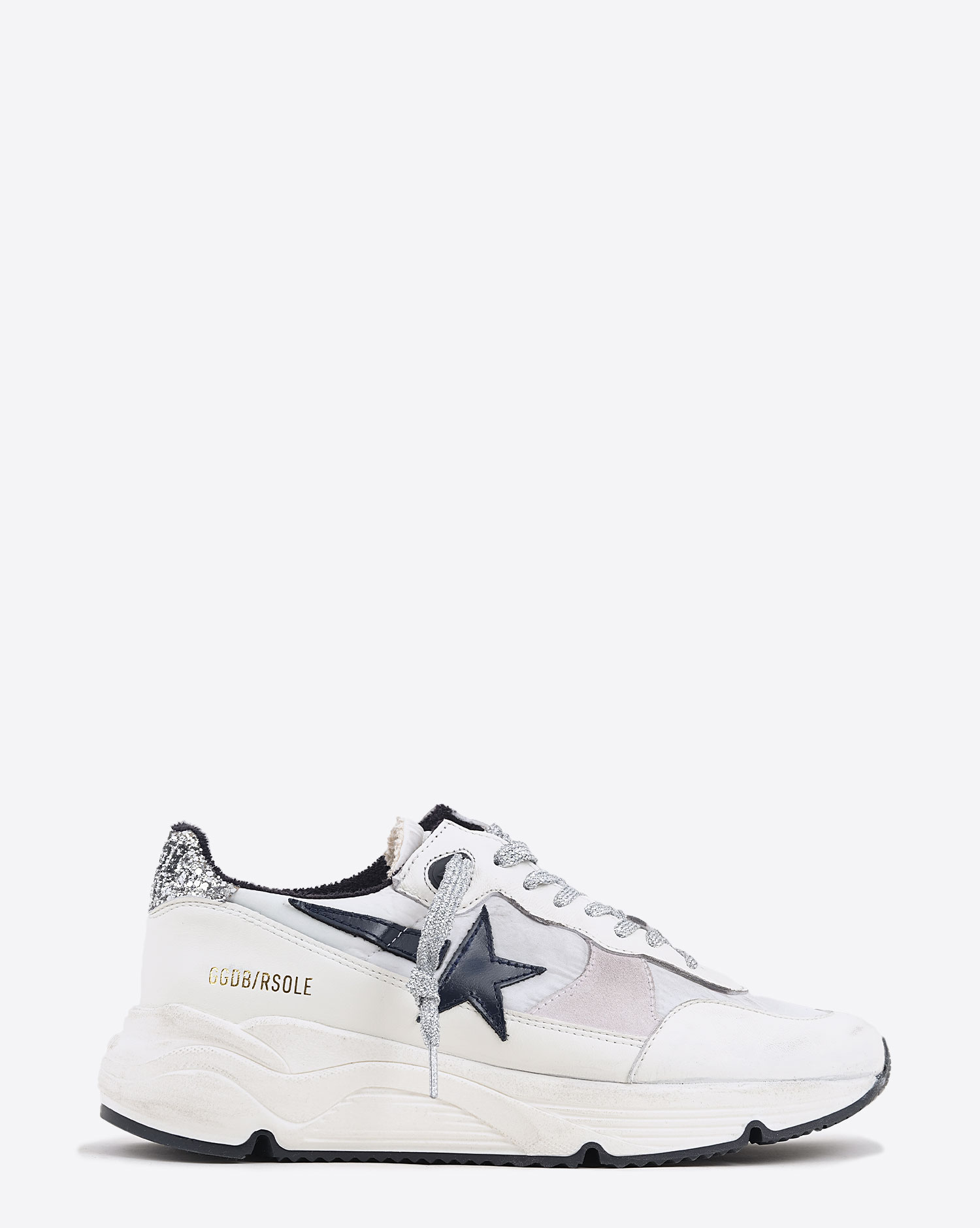 Golden Goose Femme Sneakers Running Sole  Blanc Argent Noir 11723